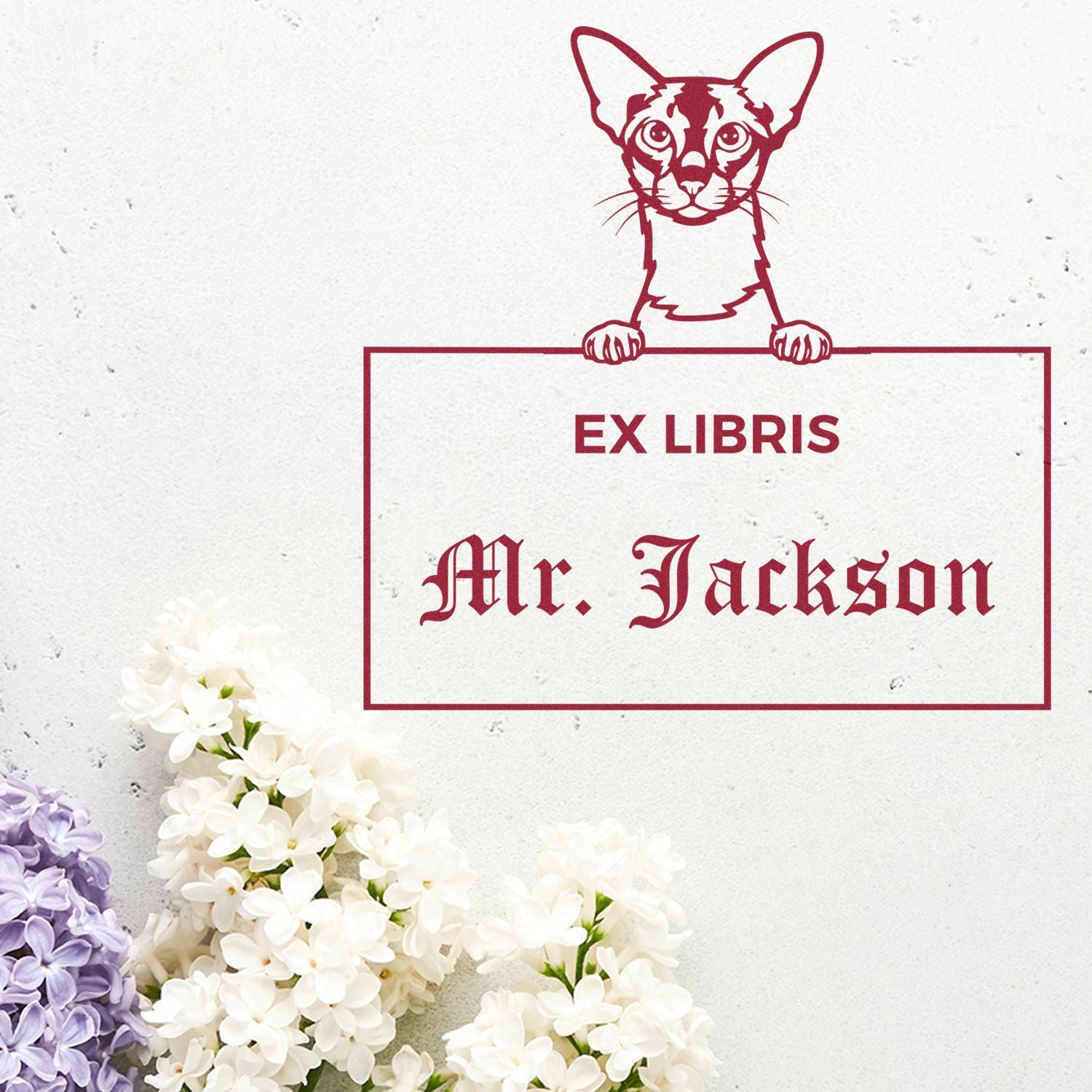 Personalizable ExLibris Stamper with Colorpoint Shorthair Cat - Engineer Seal Stamps