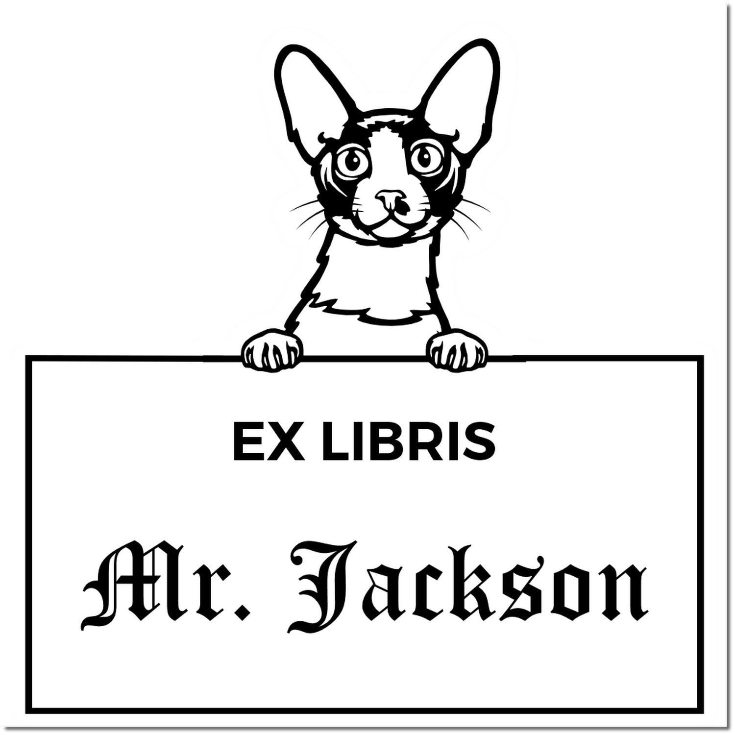 Cornish Rex Personalized Cat Ex Libris Library Stamp - Engineer Seal Stamps
