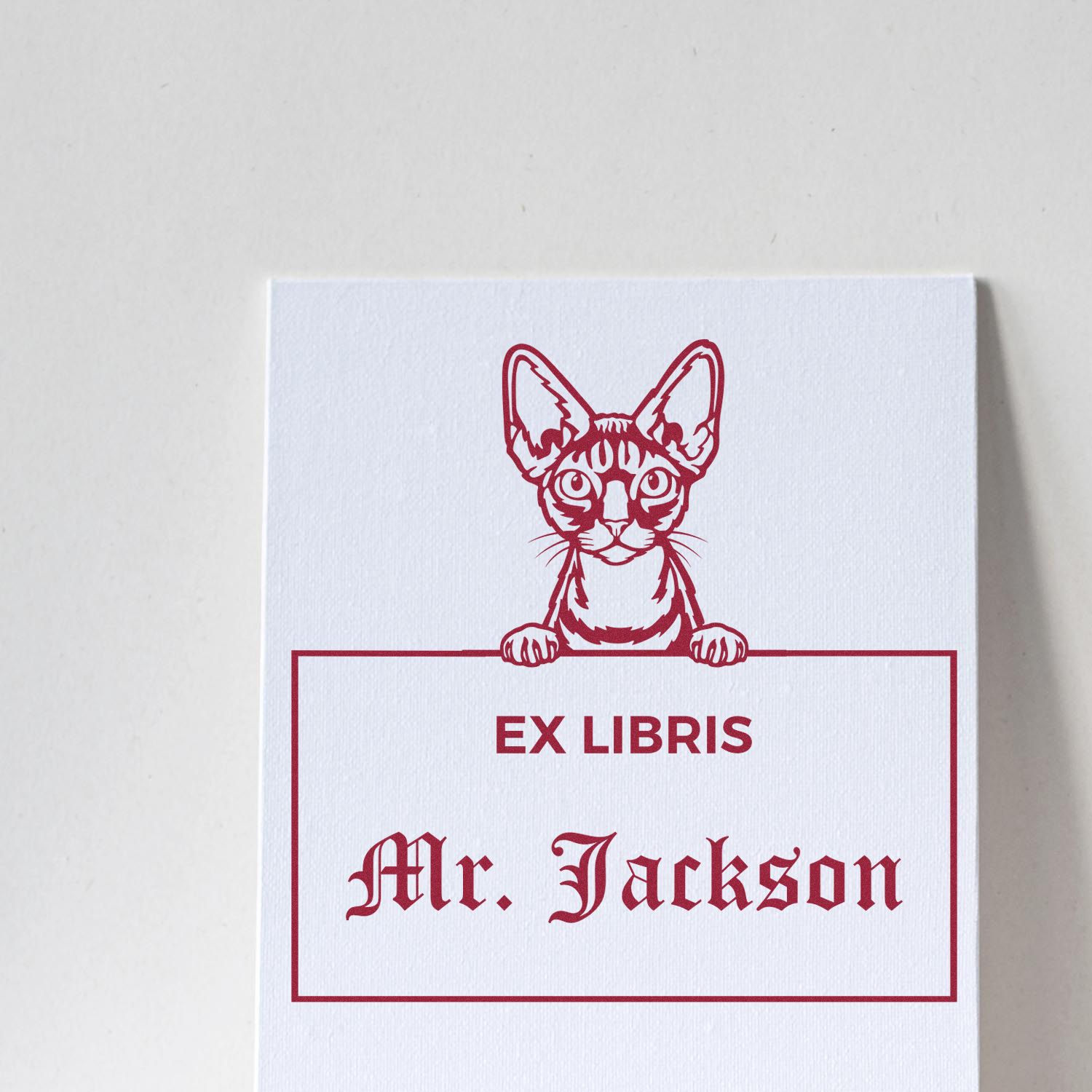 Customizable Ex Libris Stamper with Devon Rex Cat - Engineer Seal Stamps