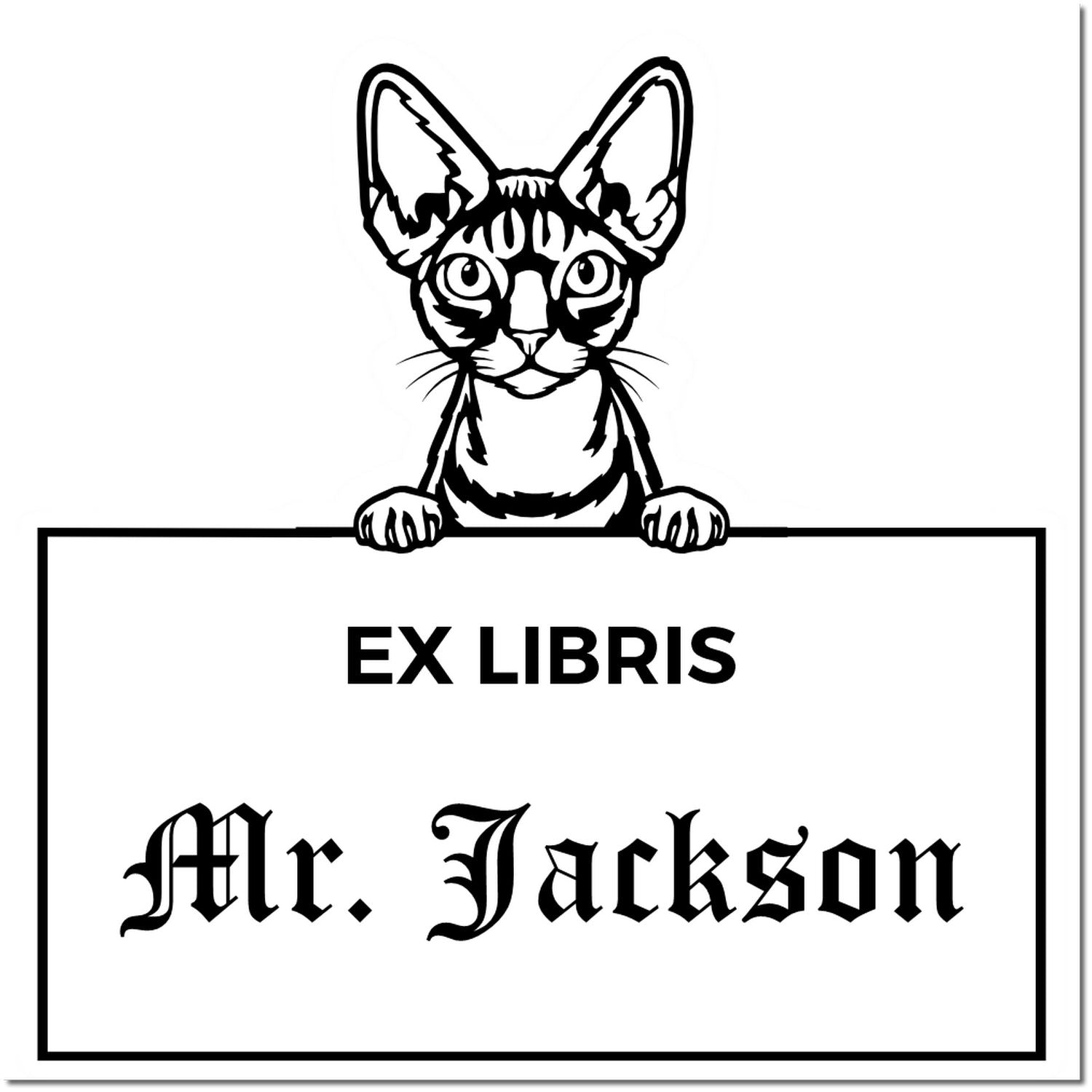 Self-Inking Devon Rex Custom-Made Pet Themed Book Ex Libris Stamp - Engineer Seal Stamps