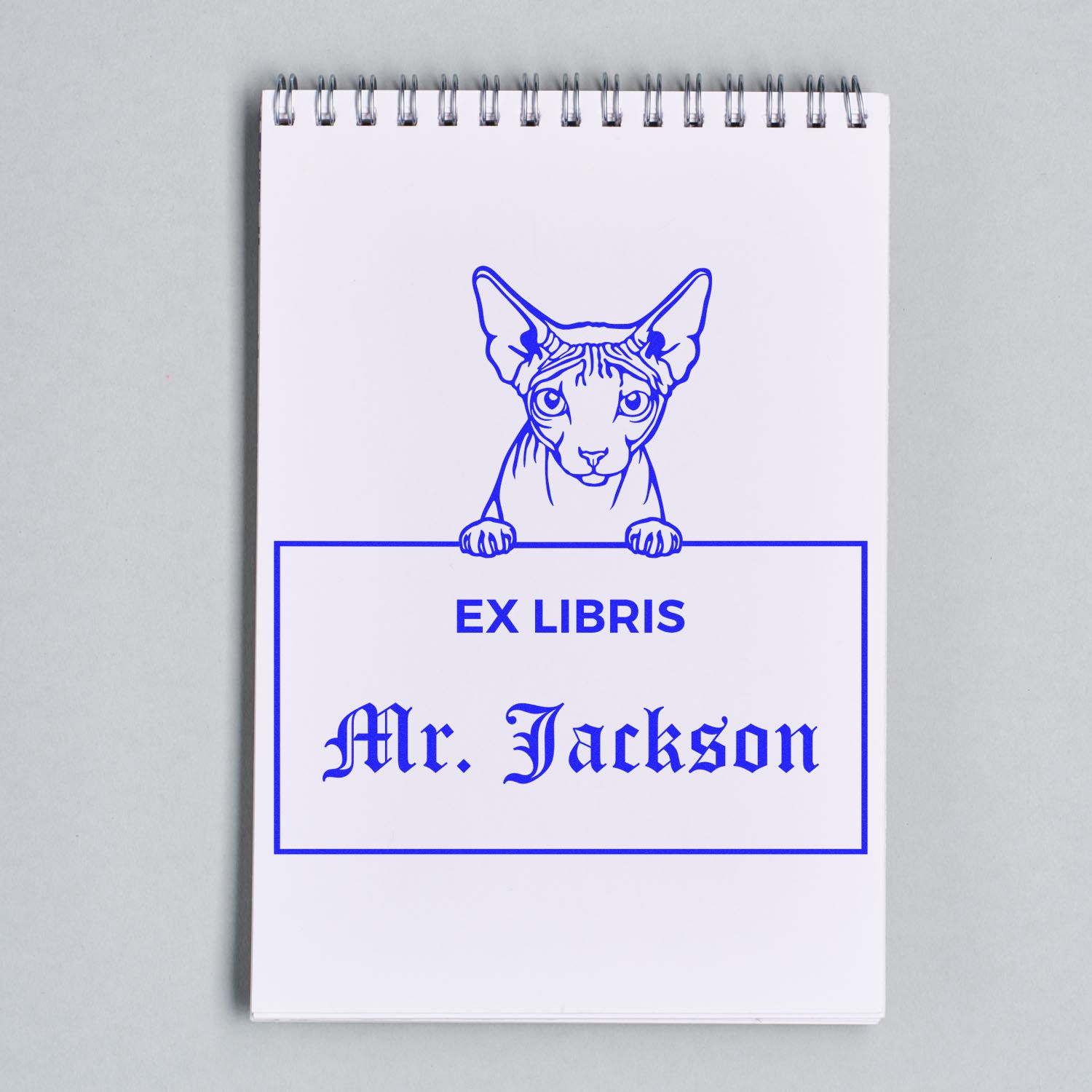 Don Sphynx Cat Customized Ex Libris Teacher Stamp - Engineer Seal Stamps