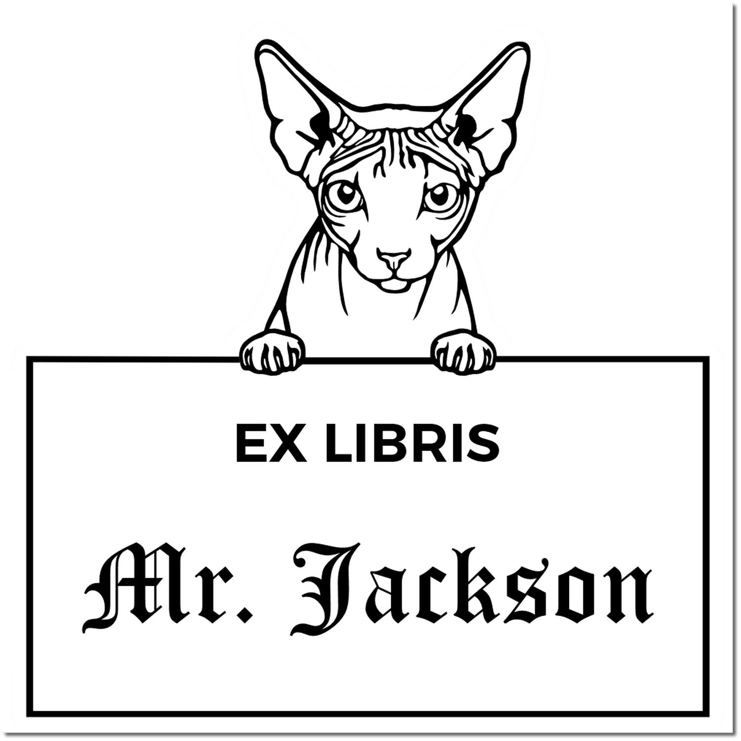 Self-Inking Don Sphynx Custom-Made Cat Ex Libris Book Label Stamp - Engineer Seal Stamps