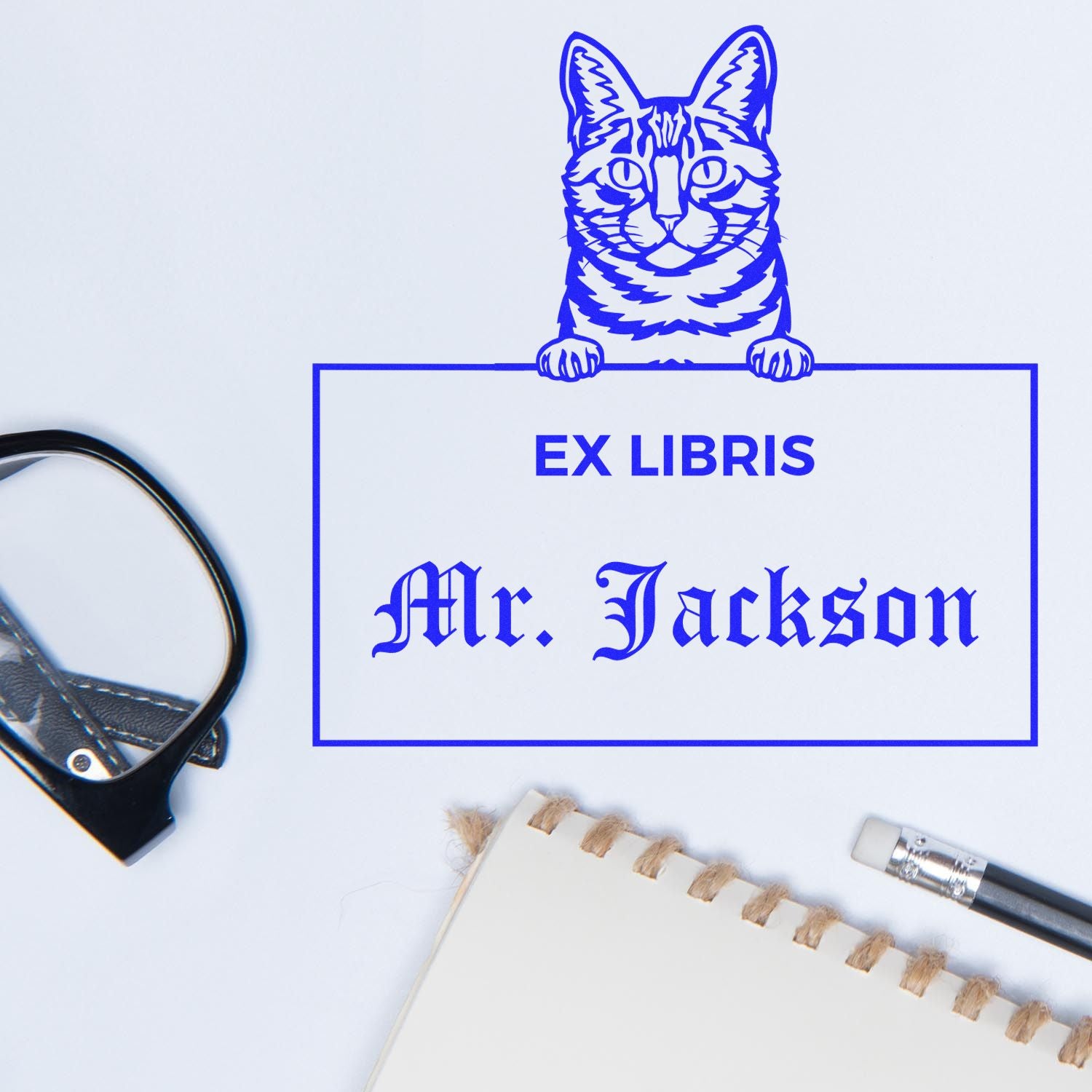 Customizable Ex Libris Classroom Stamper with Dragon Li Cat - Engineer Seal Stamps