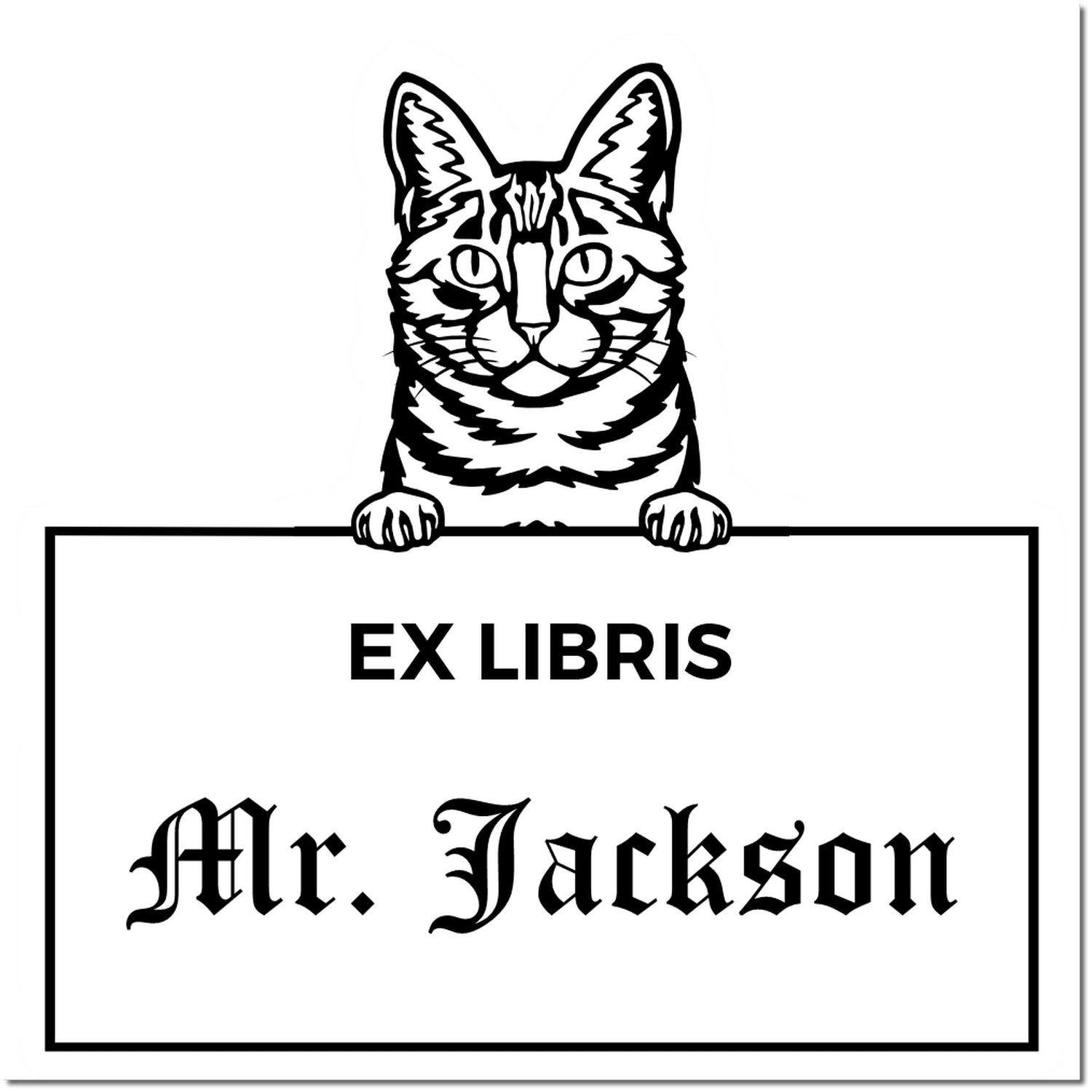 Dragon Li Personalized Cat Ex Libris Book Ownership Stamp - Engineer Seal Stamps