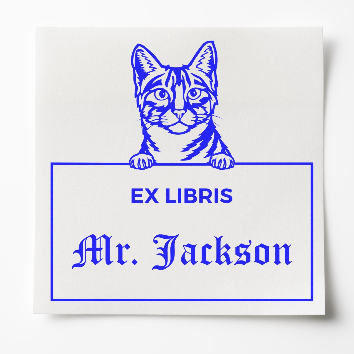 Customizable Ex Libris Book Stamper with Egyptian Mau Cat - Engineer Seal Stamps