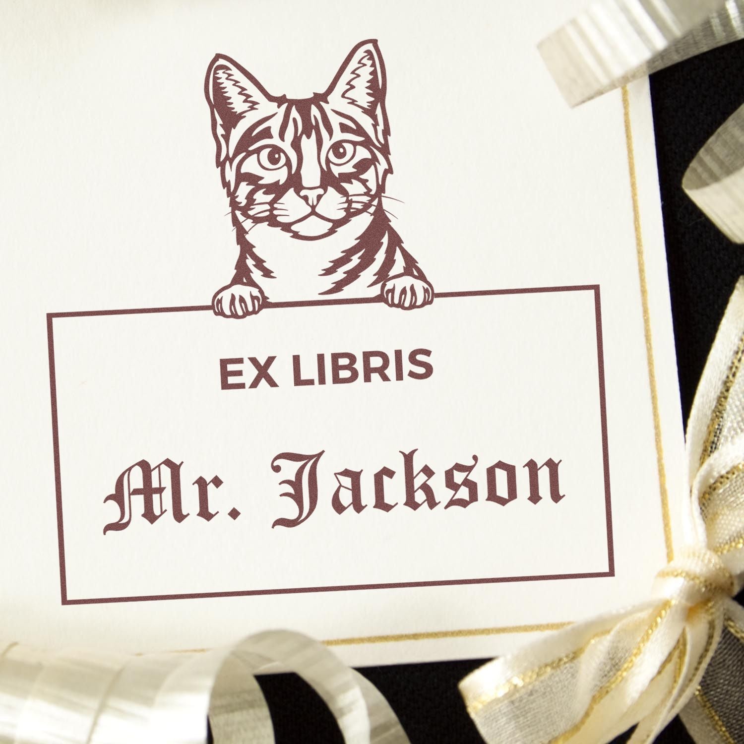 Egyptian Mau Cat Customized Ex Libris Custom Book Stamper - Engineer Seal Stamps