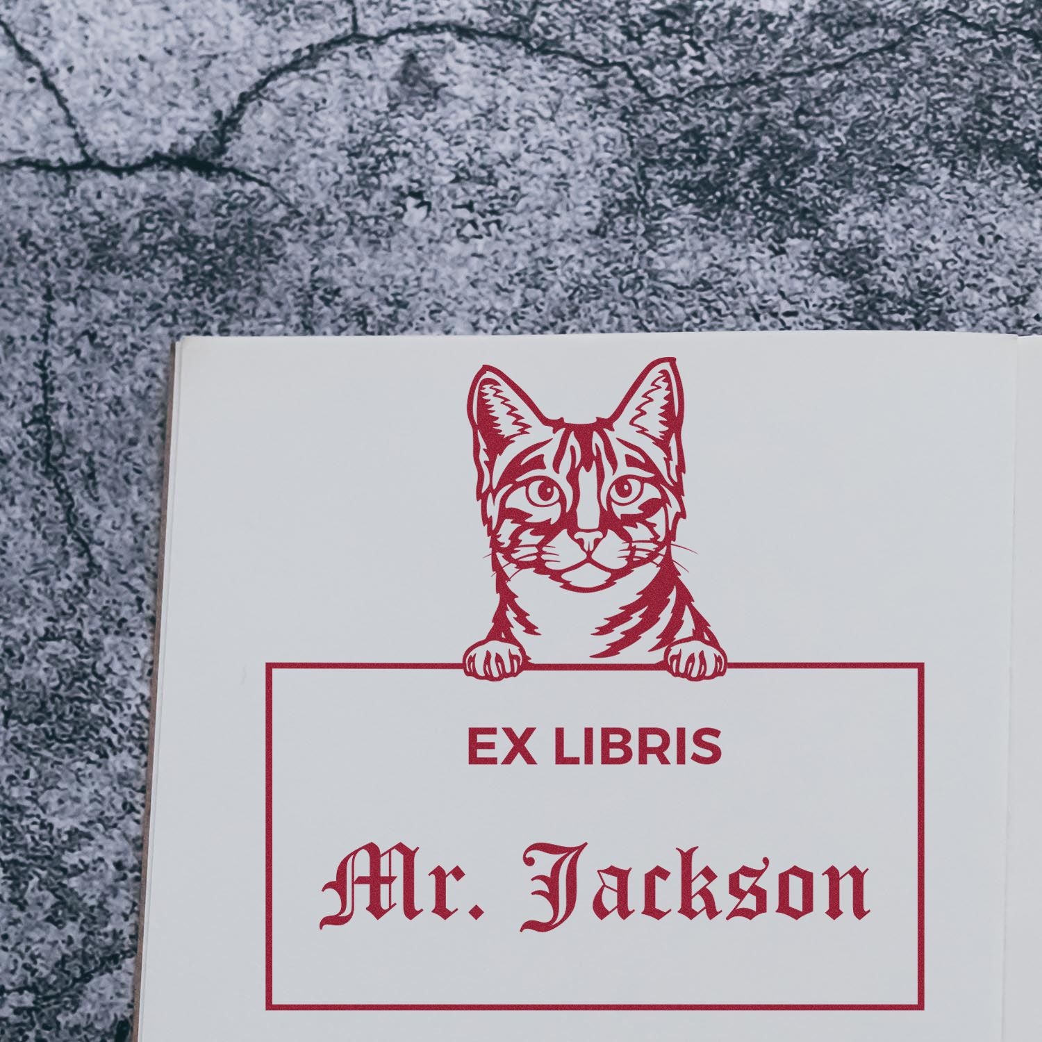 Self-Inking Egyptian Mau Custom-Made Cat Ex Libris Bookplate Stamp - Engineer Seal Stamps