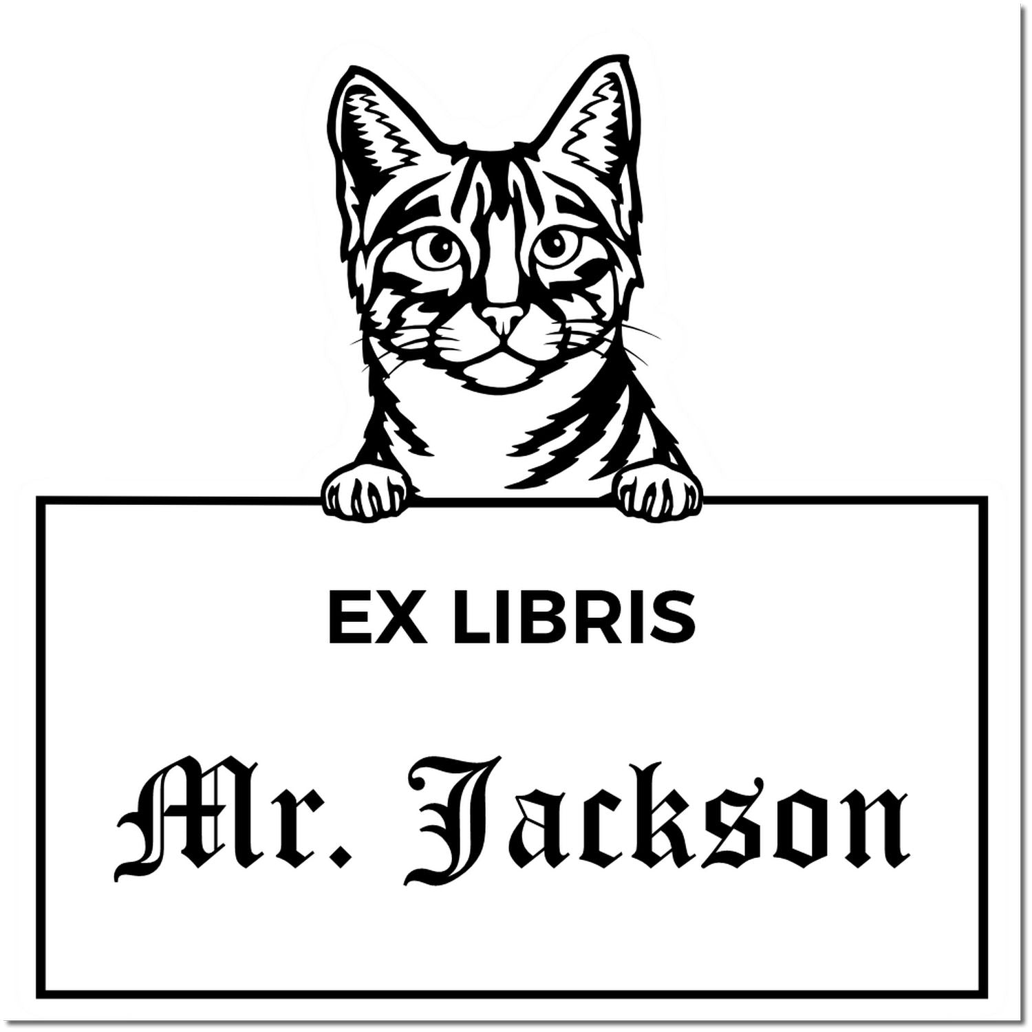 Self-Inking Egyptian Mau Custom-Made Cat Ex Libris Bookplate Stamp - Engineer Seal Stamps