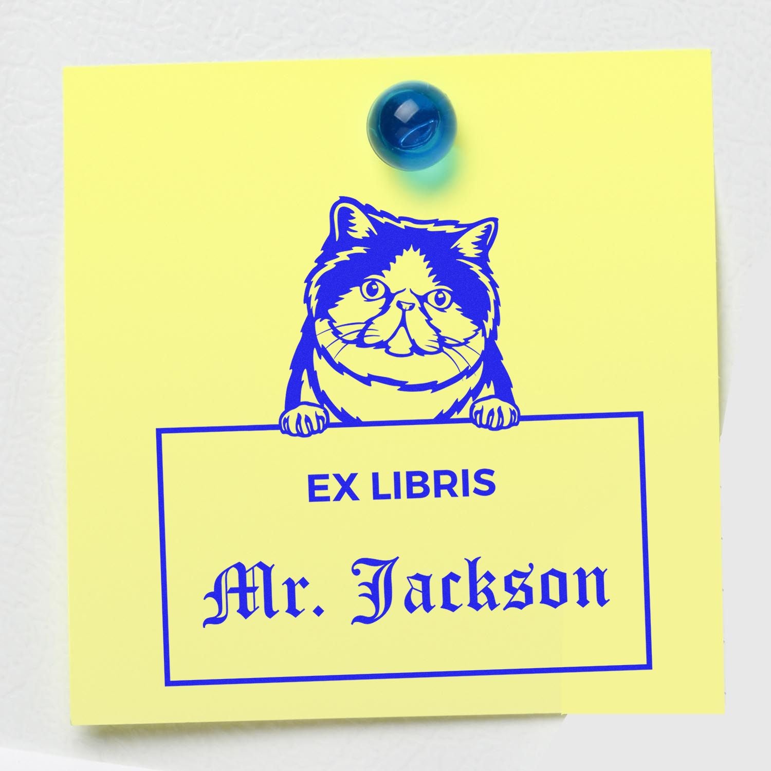 Customizable Ex Libris Teacher Stamp with Exotic Shorthair Cat - Engineer Seal Stamps
