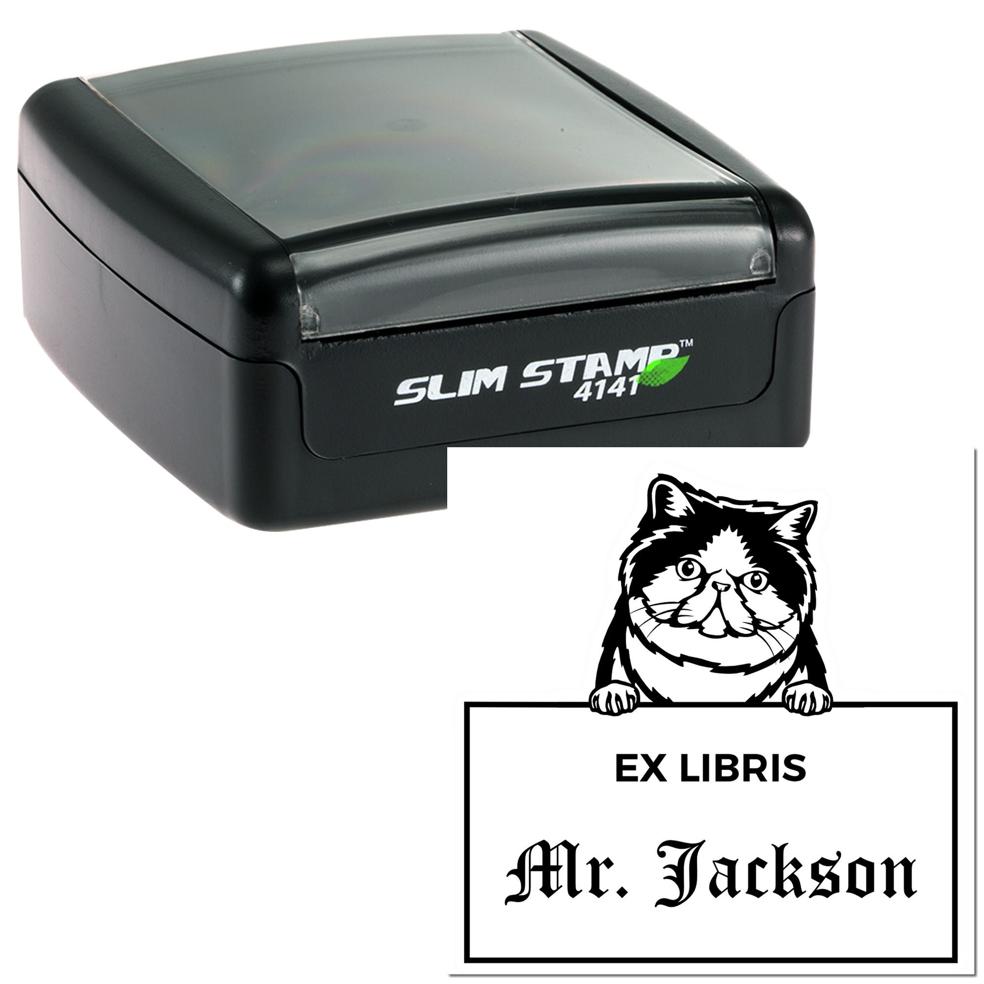 Customizable Ex Libris Teacher Stamp with Exotic Shorthair Cat - Engineer Seal Stamps