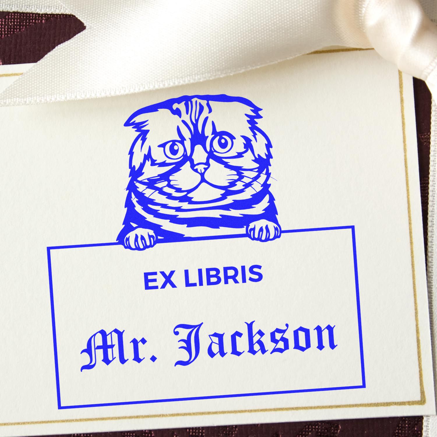 Customizable Ex Libris Teacher Stamper with Foldex Cat - Engineer Seal Stamps