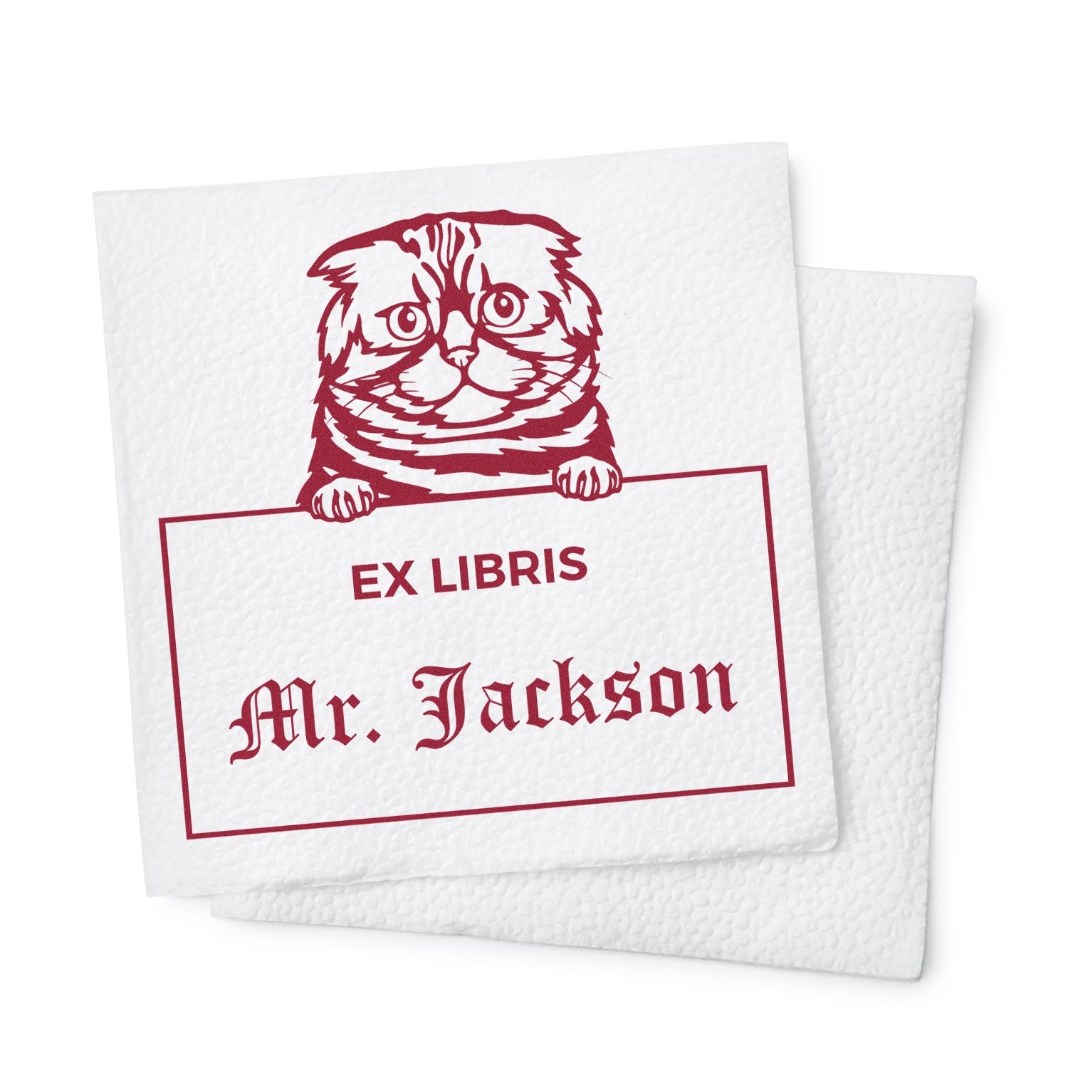 Self-Inking Foldex Custom-Made Cat Ex Libris Design Stamp - Engineer Seal Stamps