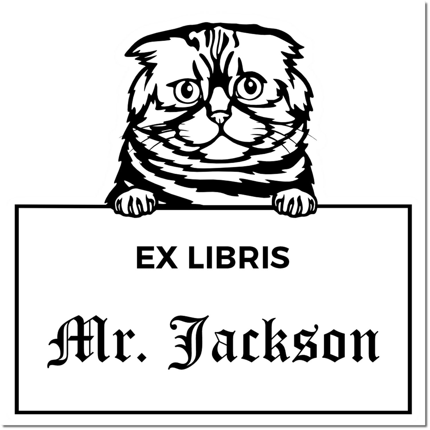Foldex Custom Cat-Themed Ex Libris Stamp - Engineer Seal Stamps