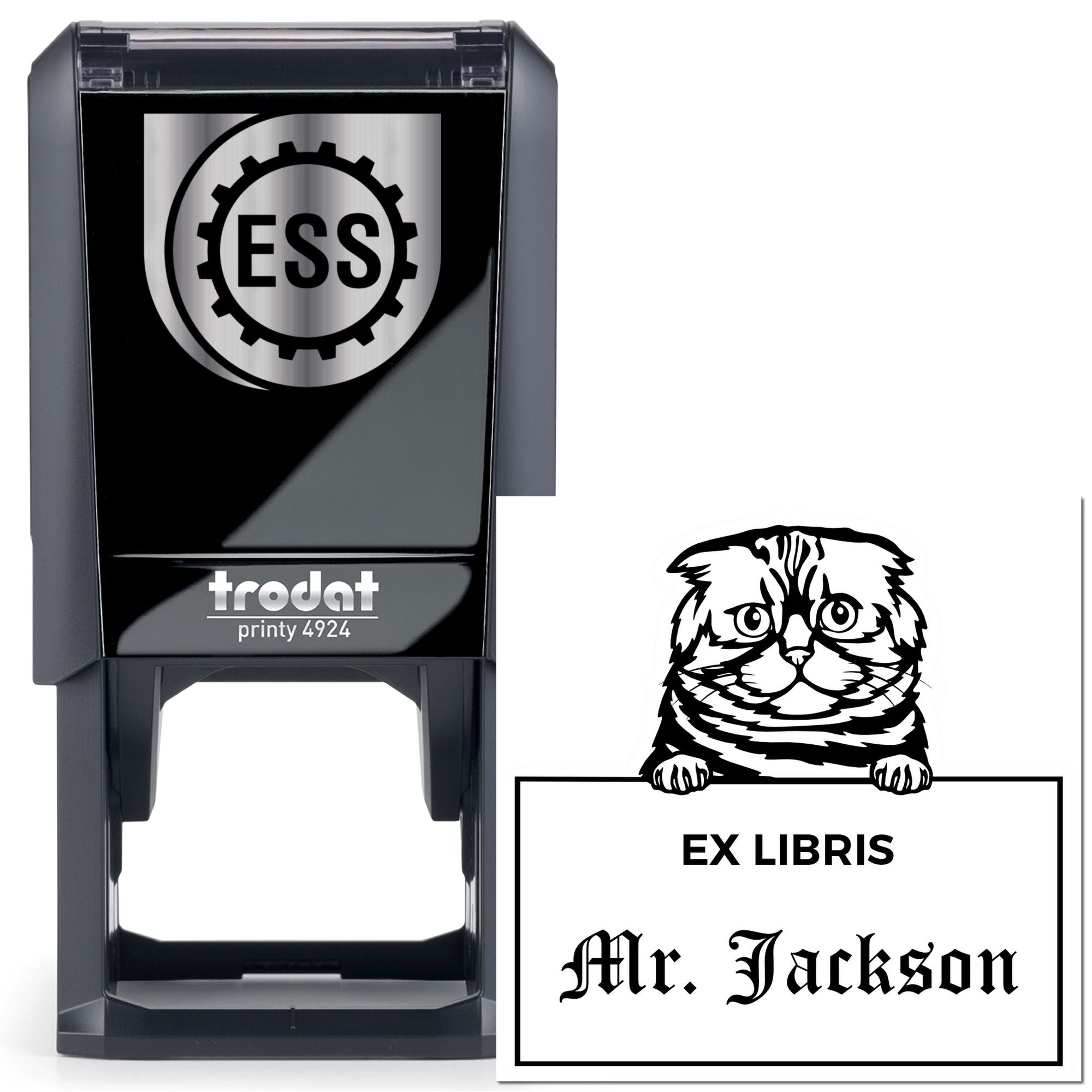 Self-Inking Foldex Custom-Made Cat Ex Libris Design Stamp - Engineer Seal Stamps