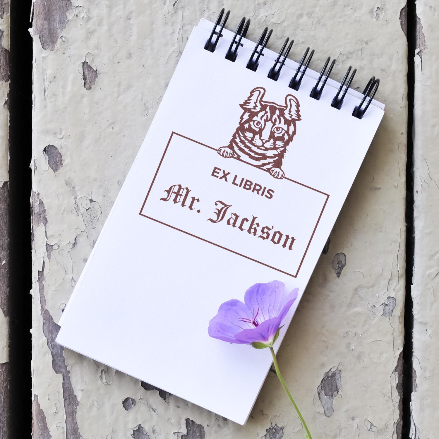 Highlander Cat Customized Ex Libris Library Book Stamp - Engineer Seal Stamps