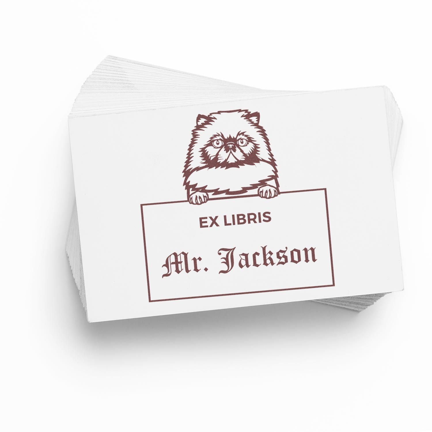 Himalayan Custom Cat-Themed Ex Libris Bookplate Stamp - Engineer Seal Stamps