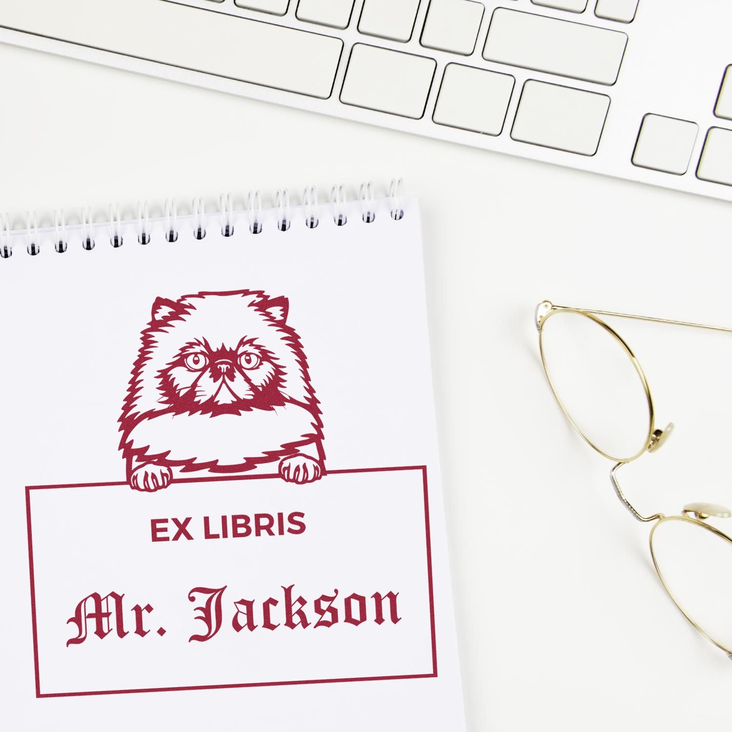 Customizable Ex Libris Custom Book Stamper with Himalayan Cat - Engineer Seal Stamps