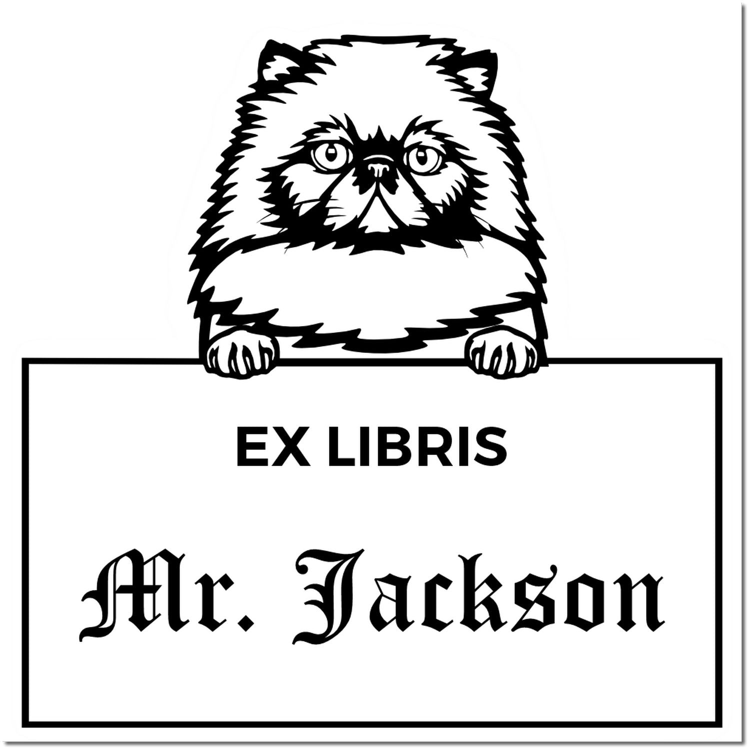 Himalayan Custom Cat-Themed Ex Libris Bookplate Stamp - Engineer Seal Stamps