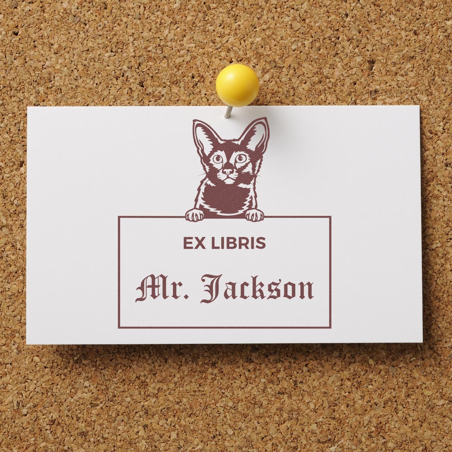Javanese Custom Cat-Themed Ex Libris Library Stamp - Engineer Seal Stamps