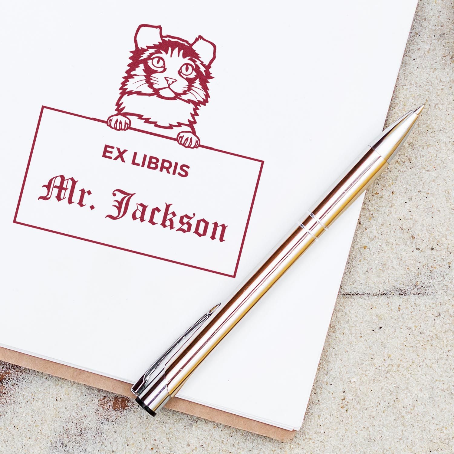 Kinkalow Cat Customized Ex Libris Library Stamper - Engineer Seal Stamps