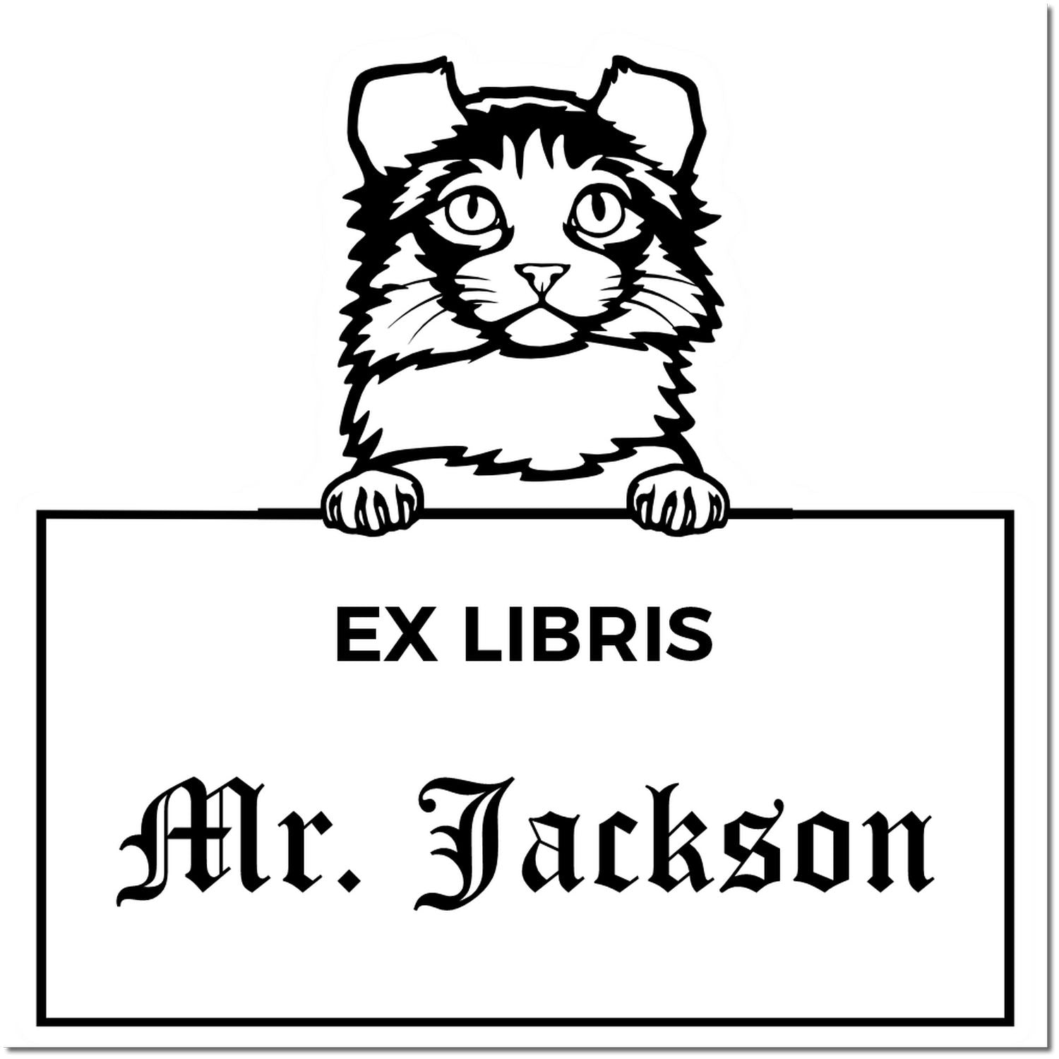 Kinkalow Custom Cat-Themed Ex Libris Design Stamp - Engineer Seal Stamps