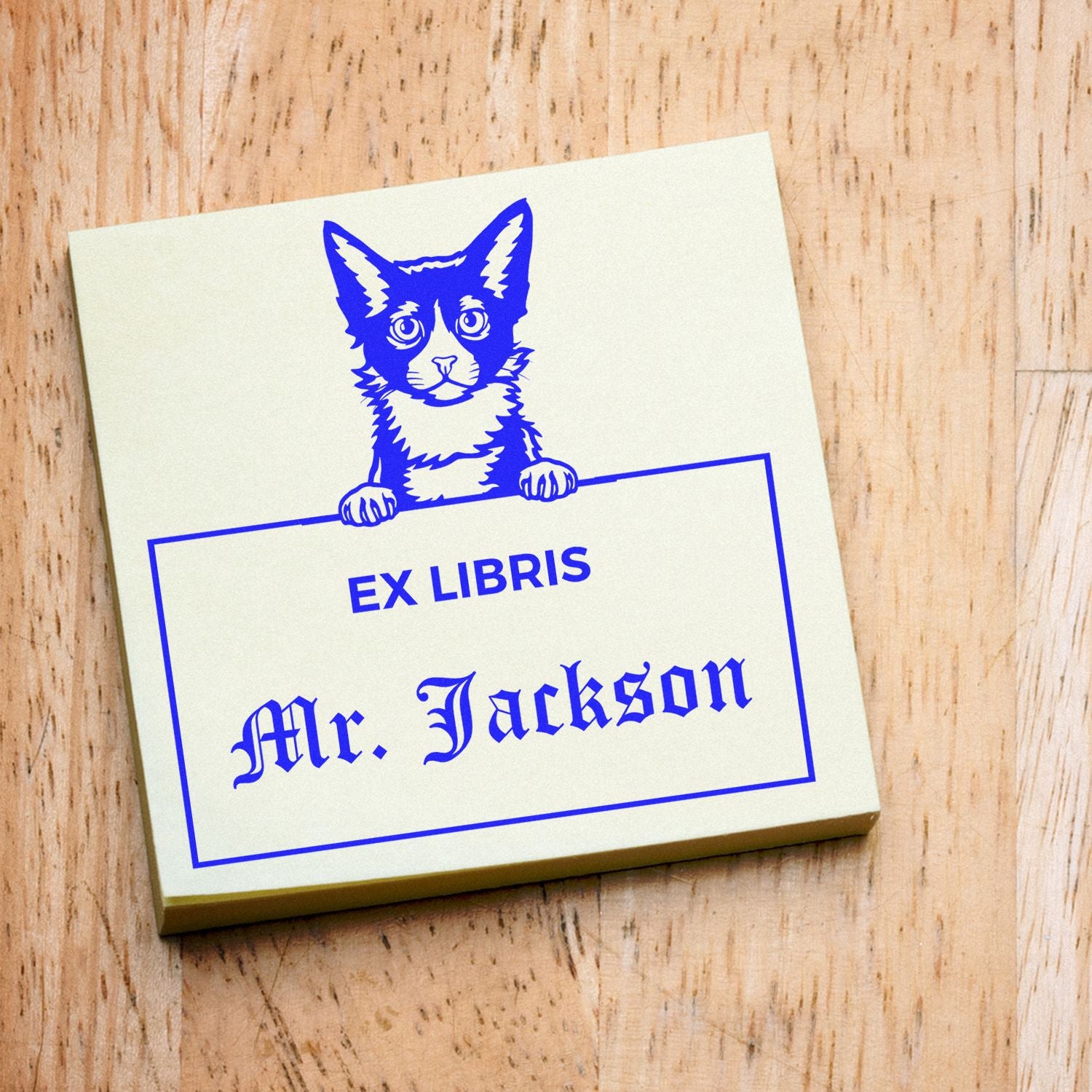 Customizable Ex Libris Library Book Stamper with Laperm Cat - Engineer Seal Stamps