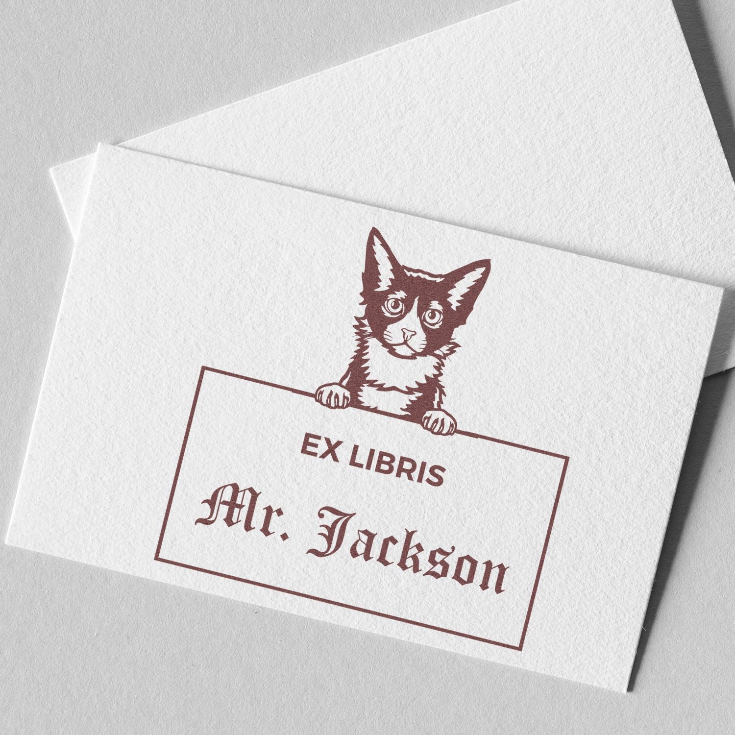 Laperm Custom Cat-Themed Ex Libris Book Ownership Stamp - Engineer Seal Stamps
