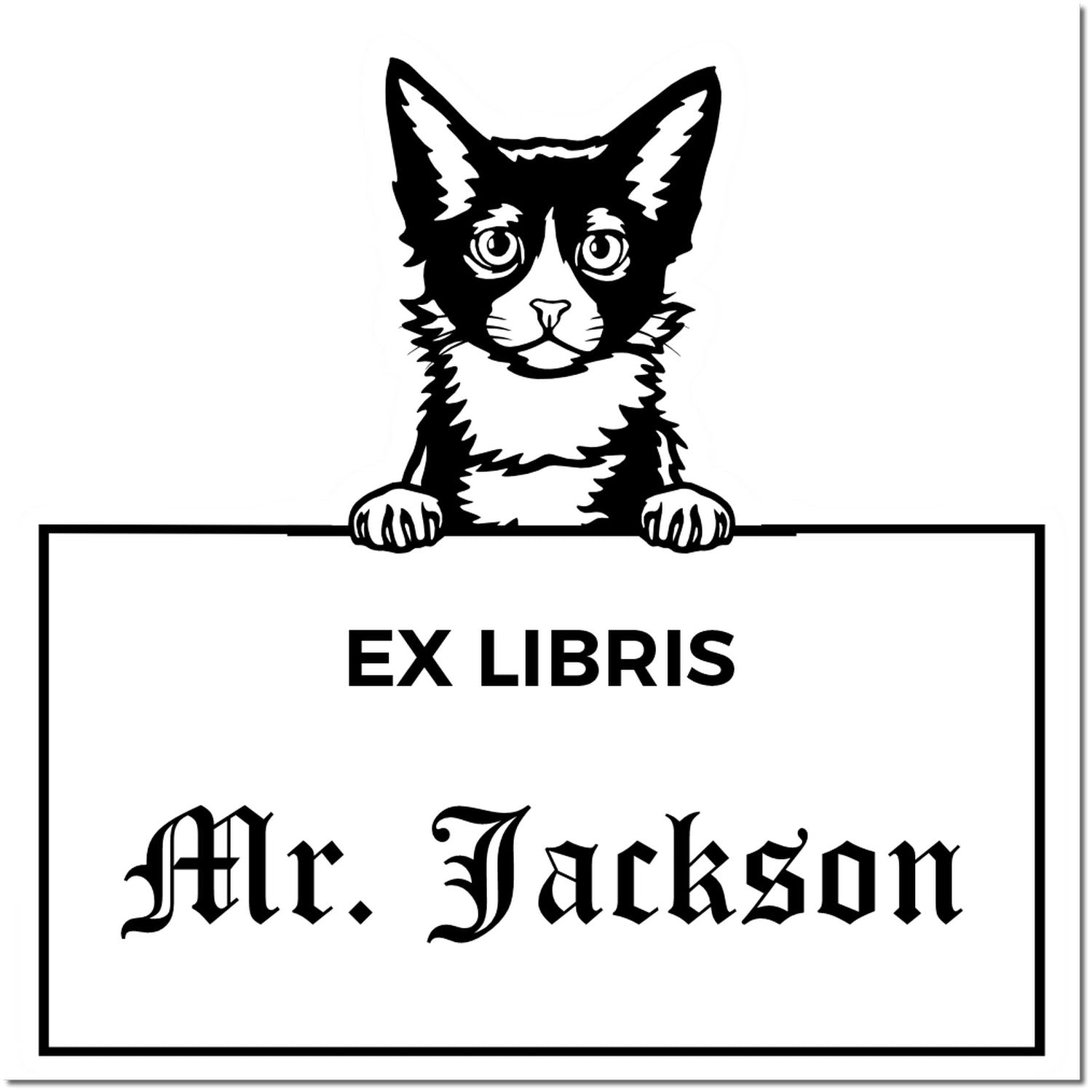 Self-Inking Laperm Customizable Cat-Themed Ex Libris Stamp - Engineer Seal Stamps