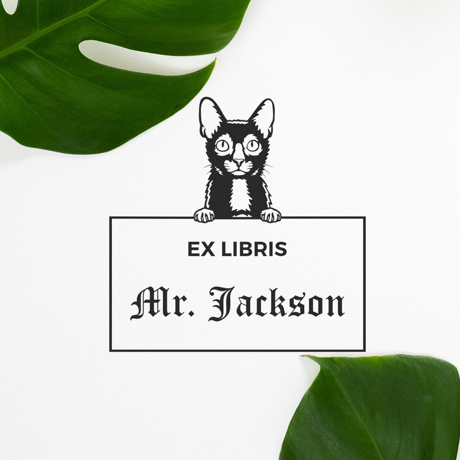 Lykoi Custom Cat-Themed Book Ex Libris Stamp - Engineer Seal Stamps