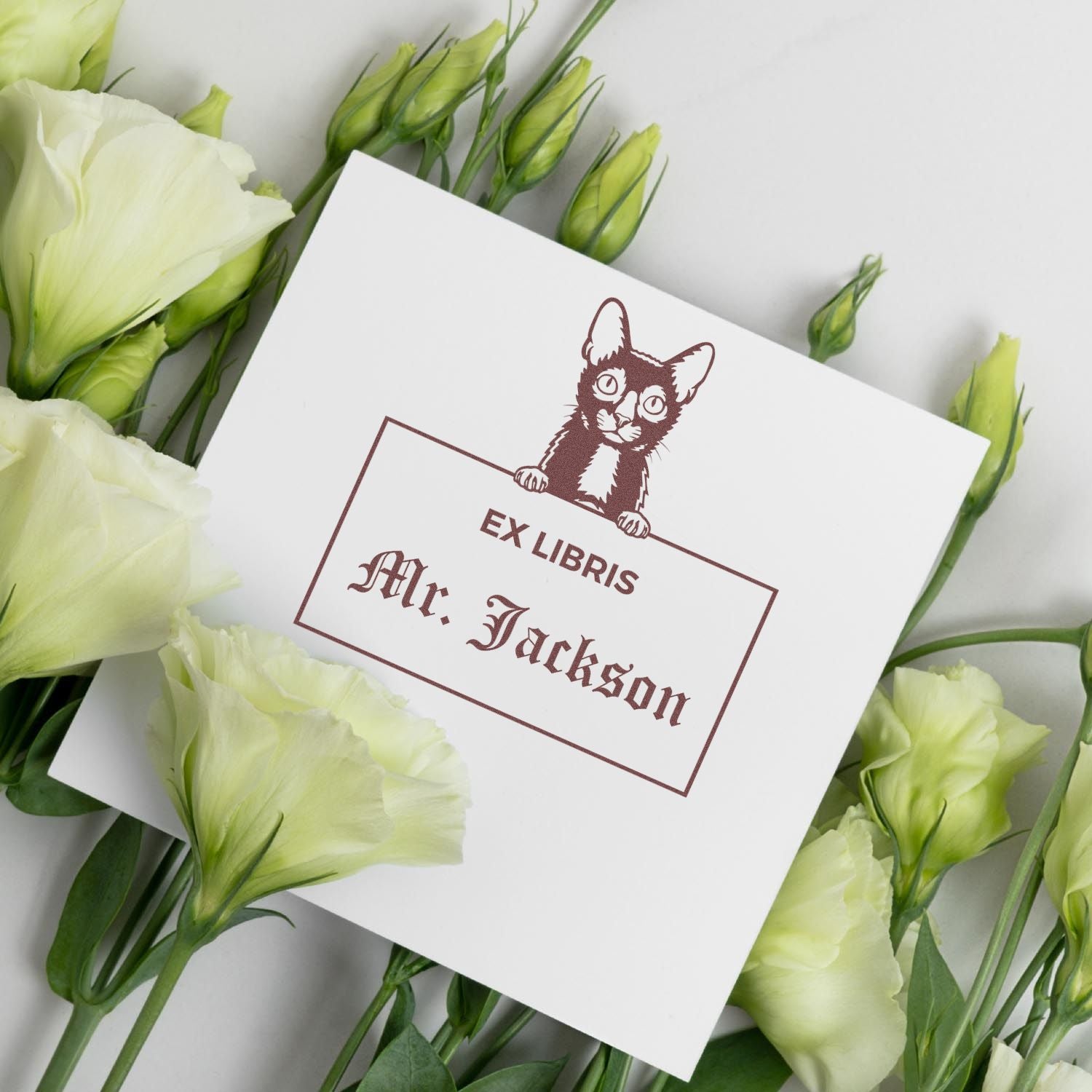 Lykoi Cat Personalized Ex Libris Stamp - Engineer Seal Stamps