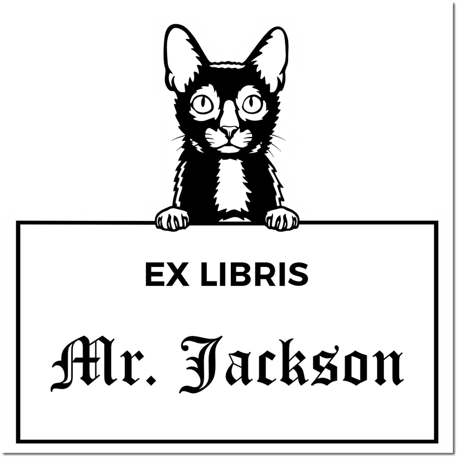 Lykoi Custom Cat-Themed Book Ex Libris Stamp - Engineer Seal Stamps