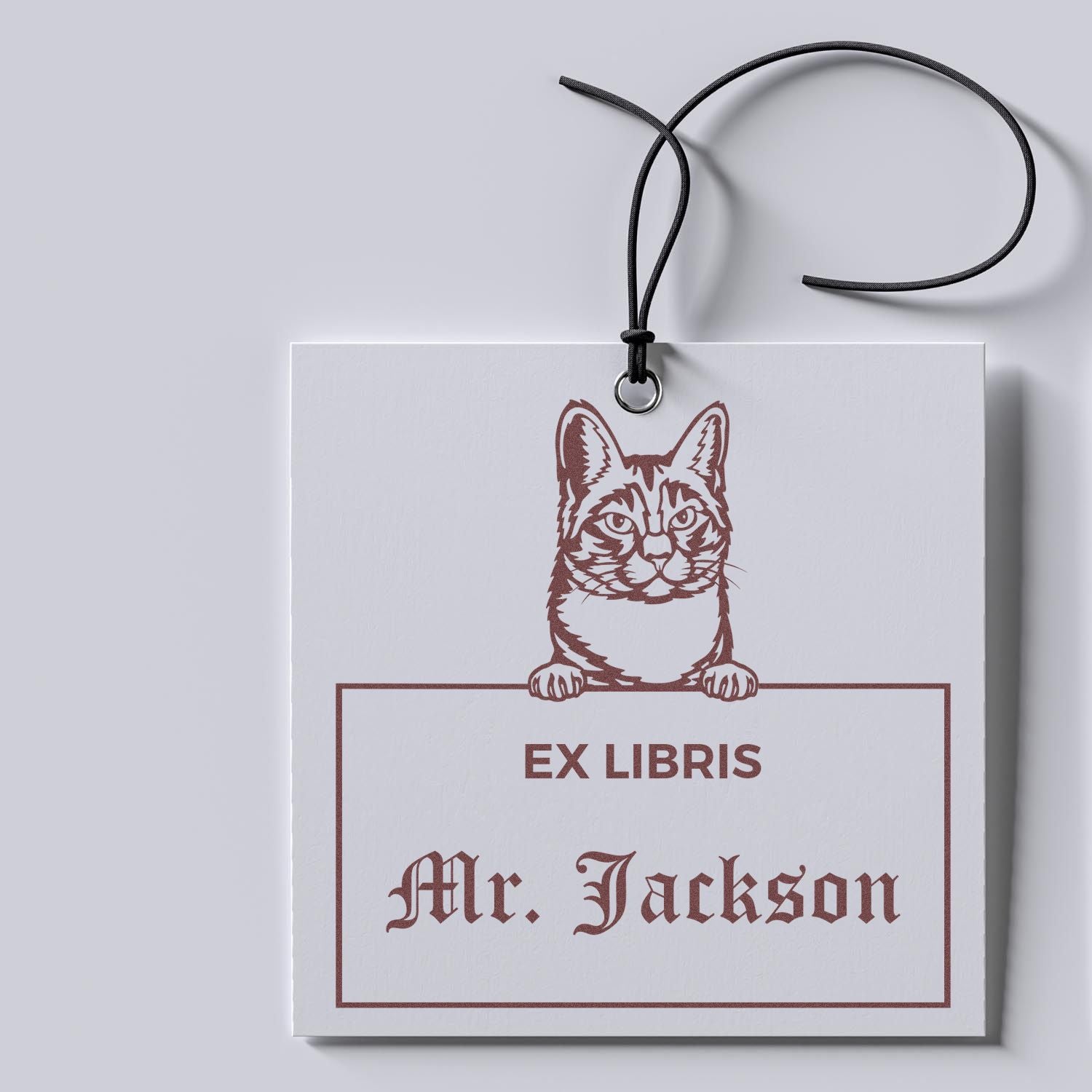 Manx Cat Personalized Ex Libris Classroom Stamp - Engineer Seal Stamps