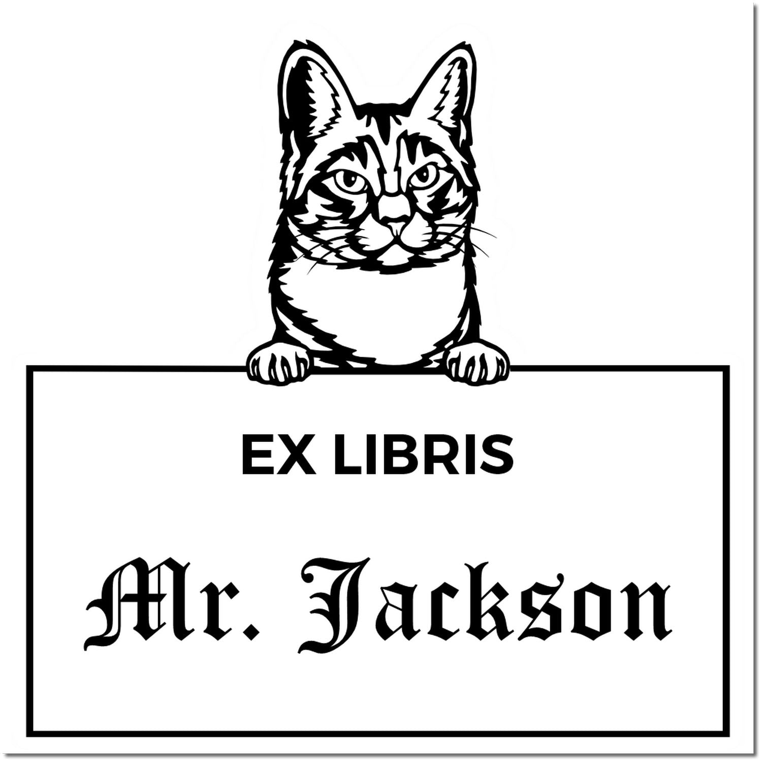 Manx Custom Pet Themed Ex Libris Stamp - Engineer Seal Stamps