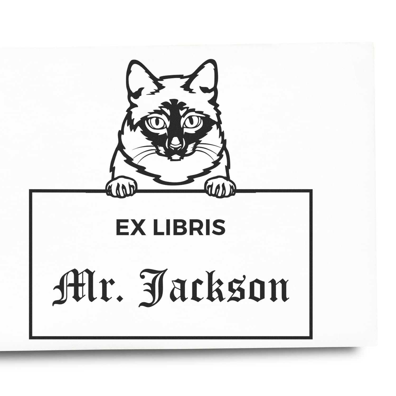 Customizable ExLibris Stamper with Mekong Bobtail Cat - Engineer Seal Stamps
