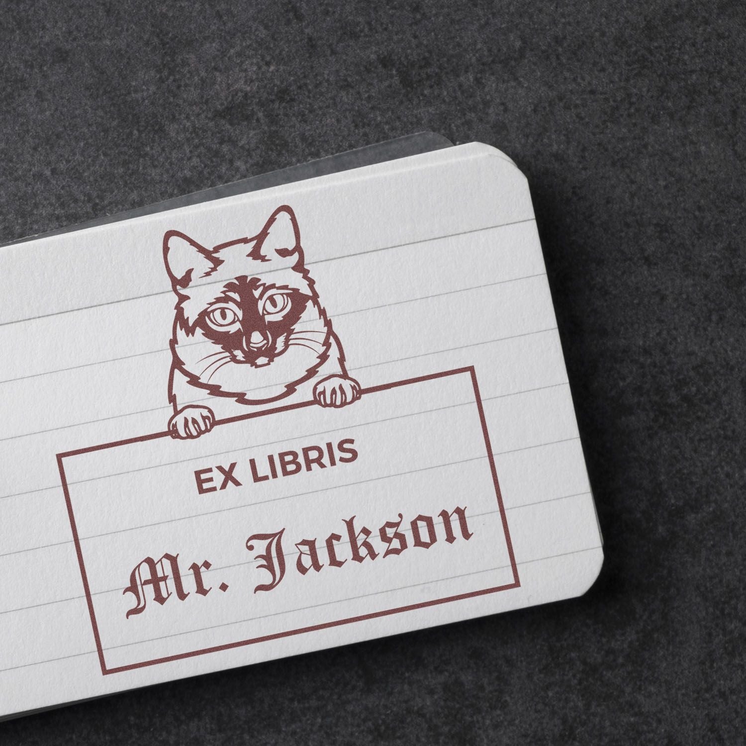Mekong Bobtail Cat Personalized Ex Libris Classroom Stamper - Engineer Seal Stamps