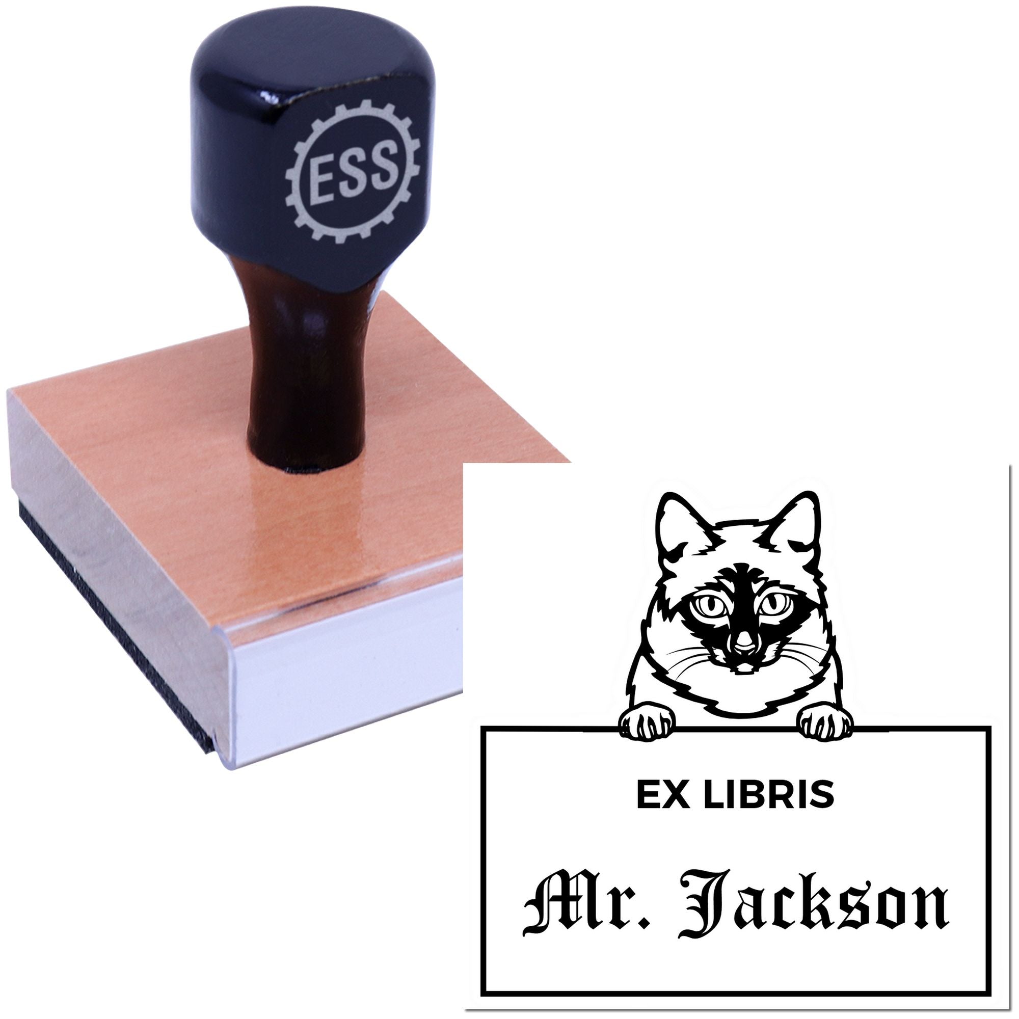 Mekong Bobtail Custom Pet Themed Ex Libris Book Stamp - Engineer Seal Stamps