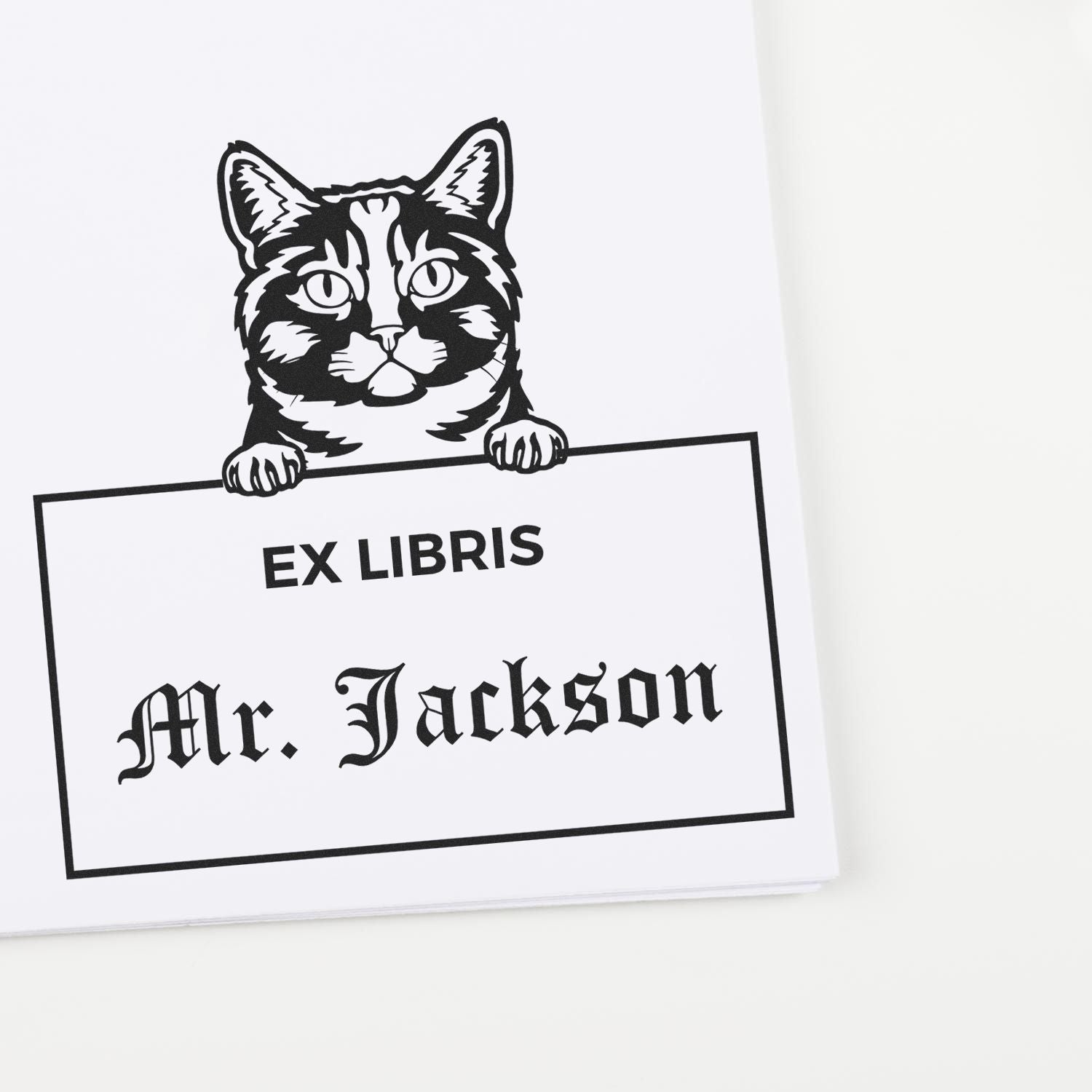 Custom-Made Ex Libris Stamper with Munchkin Cat - Engineer Seal Stamps