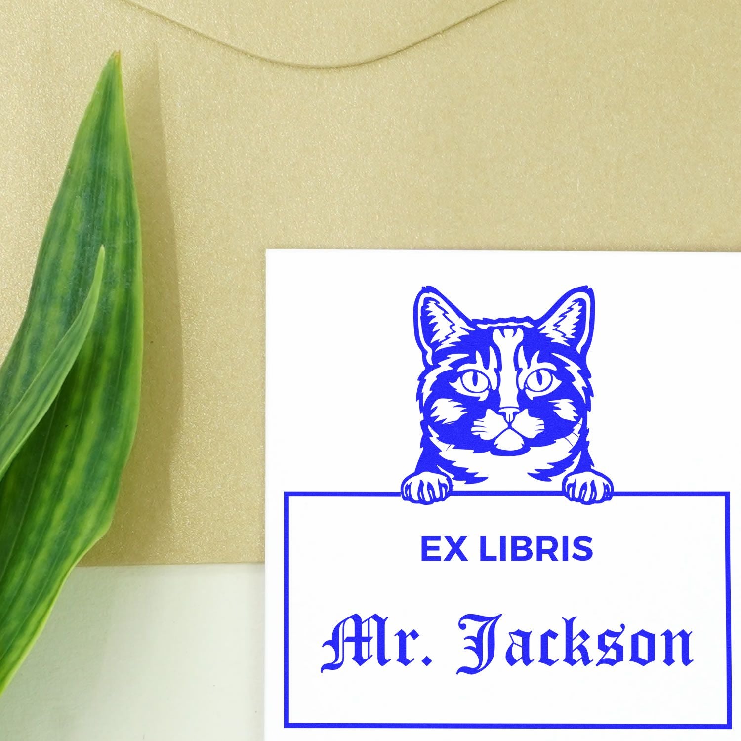 Custom-Made Ex Libris Stamper with Munchkin Cat - Engineer Seal Stamps