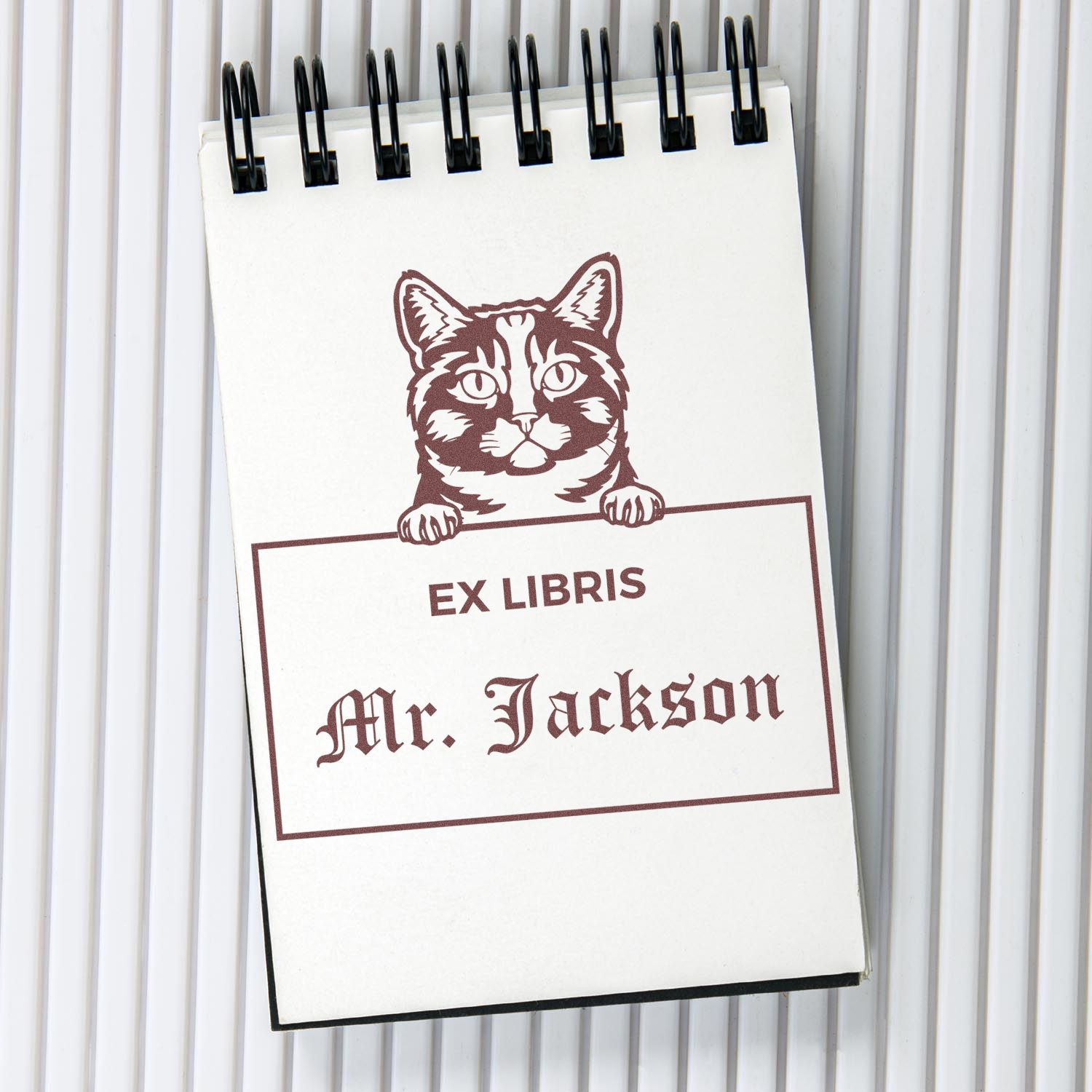Custom-Made Ex Libris Stamper with Munchkin Cat - Engineer Seal Stamps