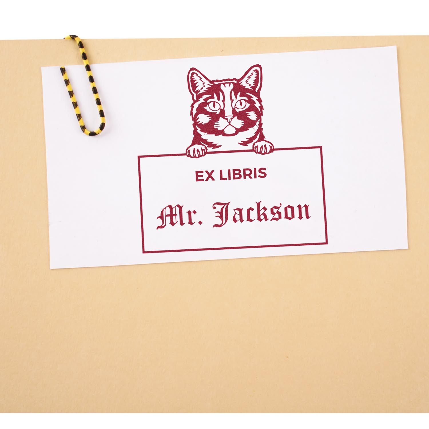 Self-Inking Munchkin Customizable Cat-Themed Ex Libris Book Ownership Stamp - Engineer Seal Stamps