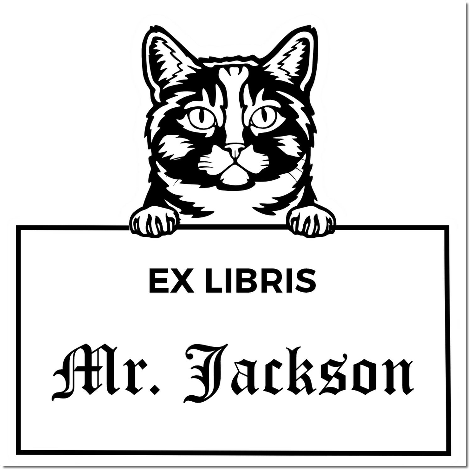 Self-Inking Munchkin Customizable Cat-Themed Ex Libris Book Ownership Stamp - Engineer Seal Stamps