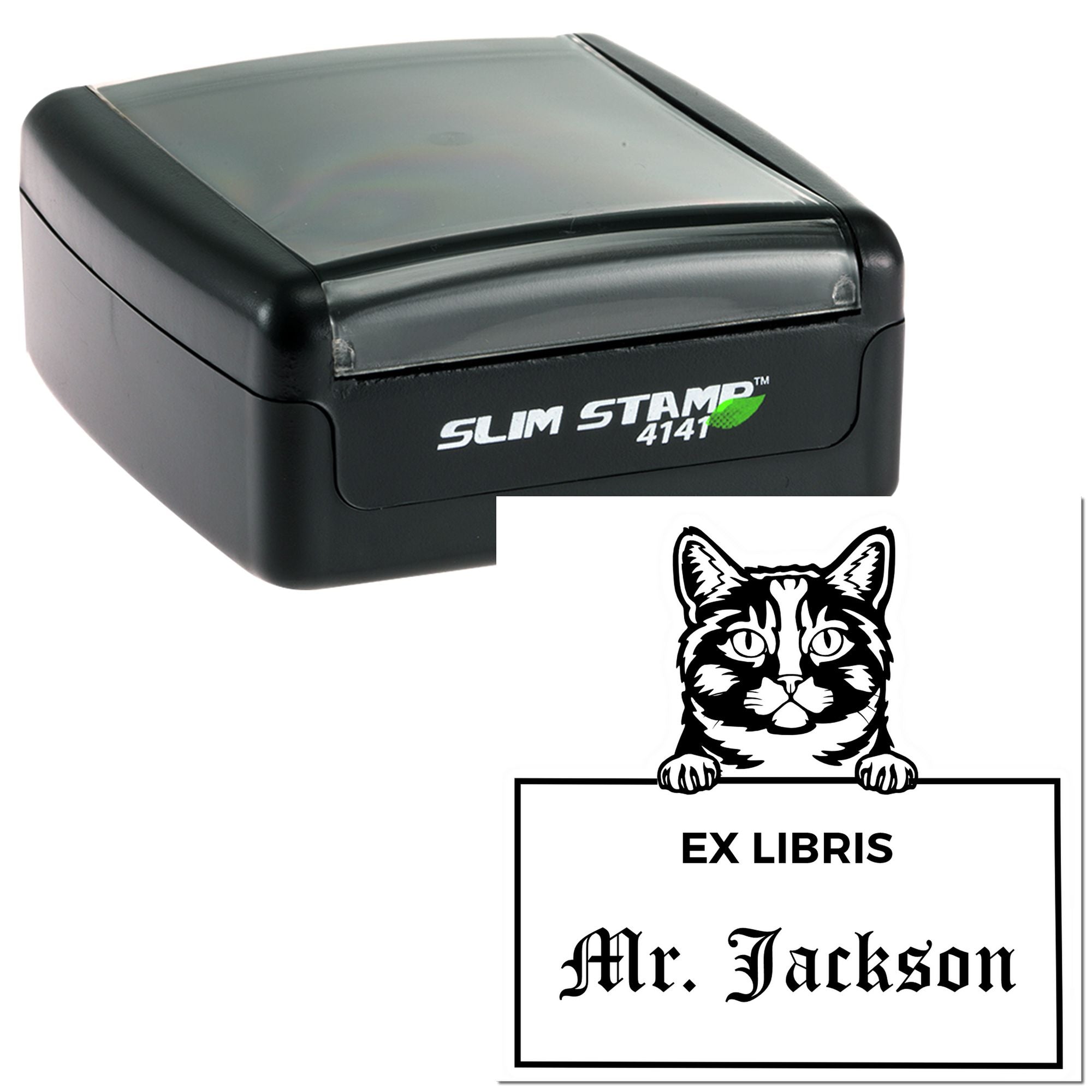 Custom-Made Ex Libris Stamper with Munchkin Cat - Engineer Seal Stamps