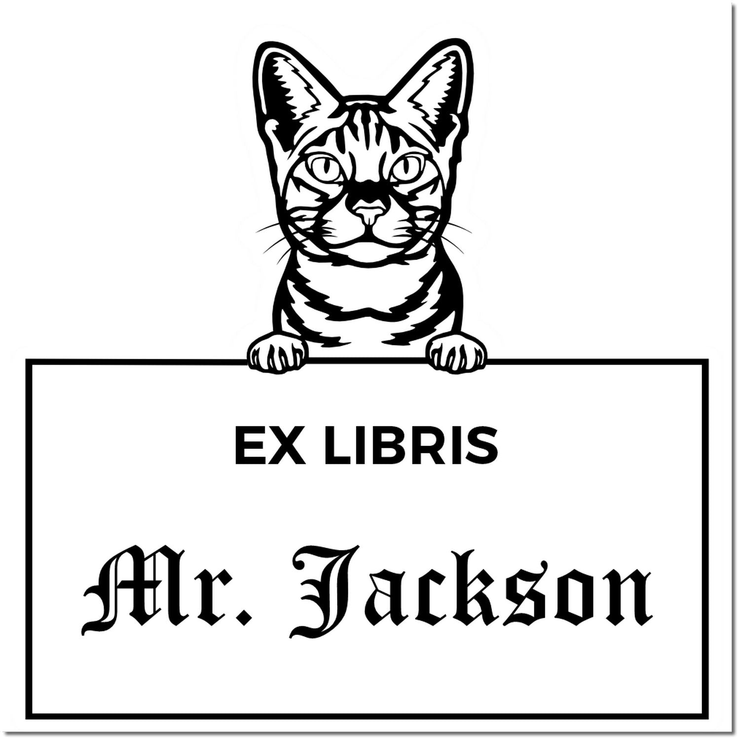 Ocicat Custom Pet Themed Ex Libris Label Stamp - Engineer Seal Stamps