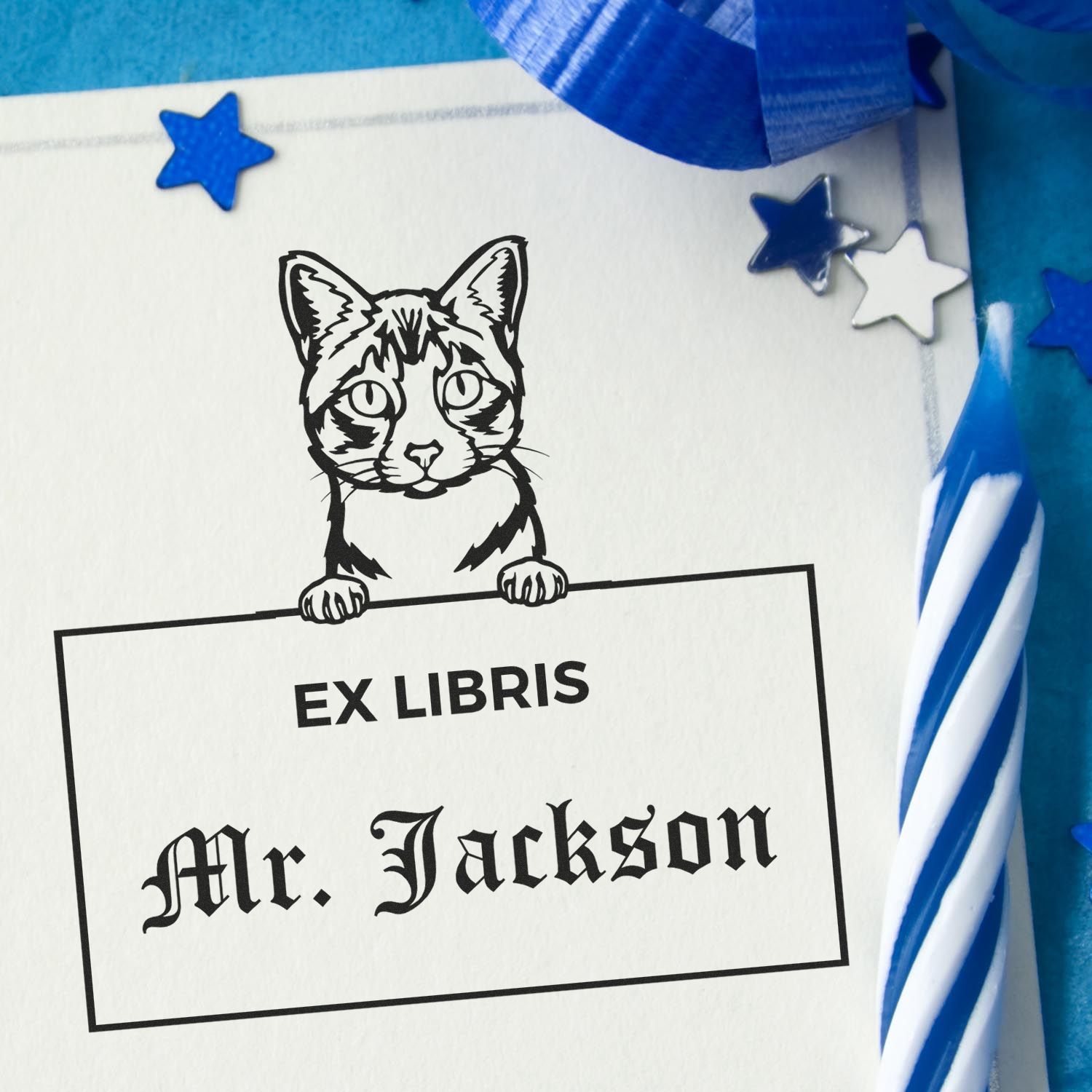 Ojos Azules Custom Pet Themed Ex Libris Book Ownership Stamp - Engineer Seal Stamps