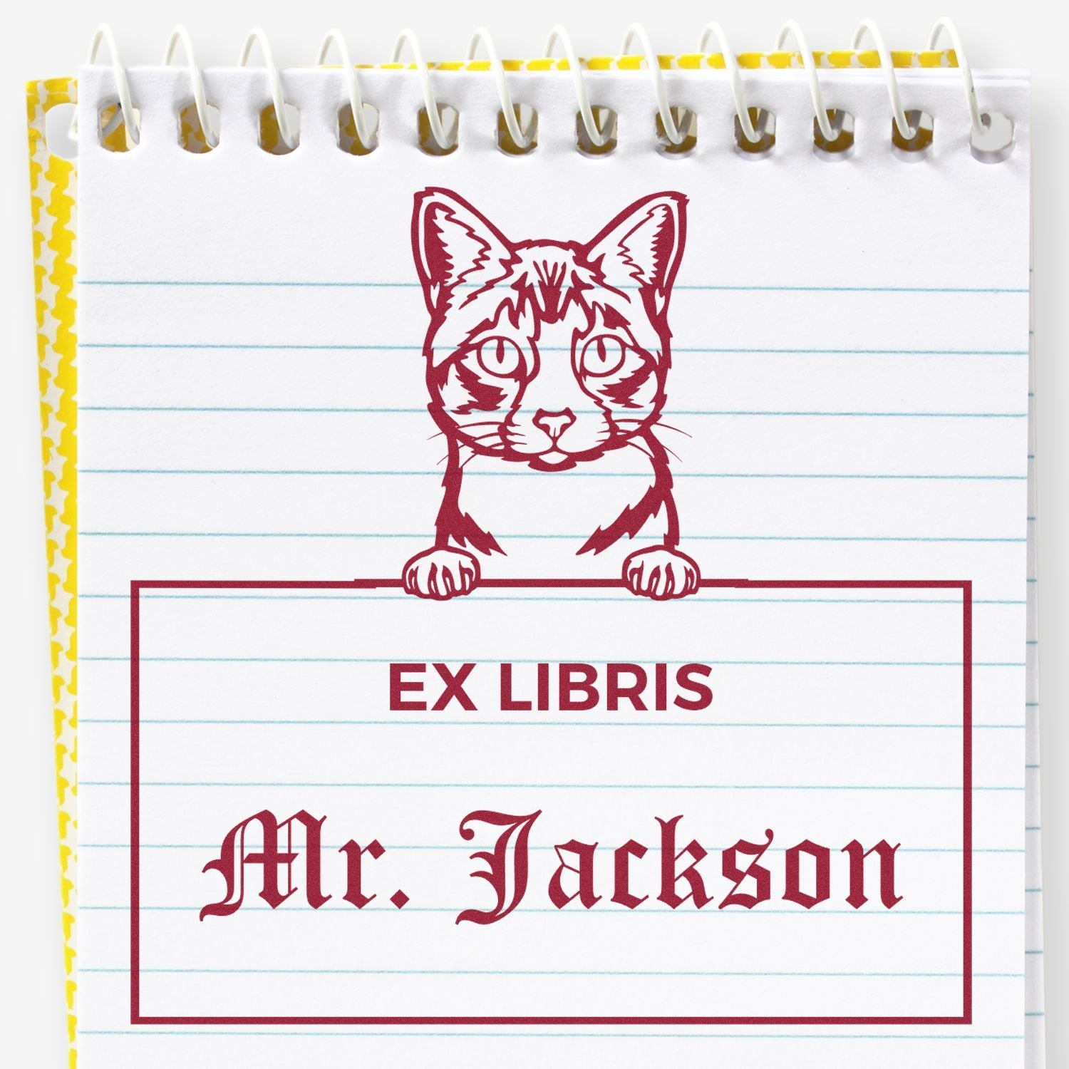 Ojos Azules Cat Personalized Ex Libris Custom Book Stamp - Engineer Seal Stamps