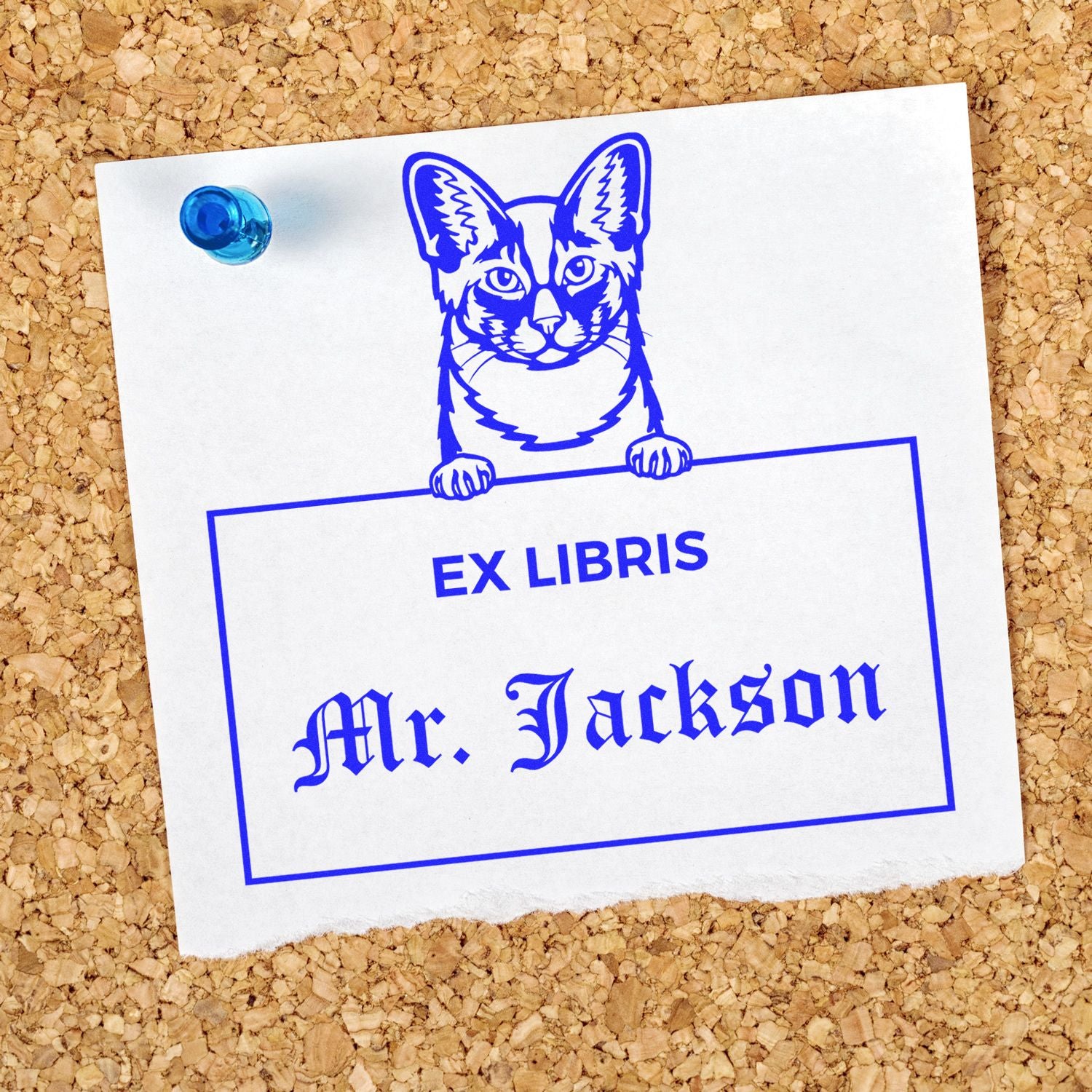 Self-Inking Oriental Longhair Customizable Pet Themed Ex Libris Bookplate Stamp - Engineer Seal Stamps