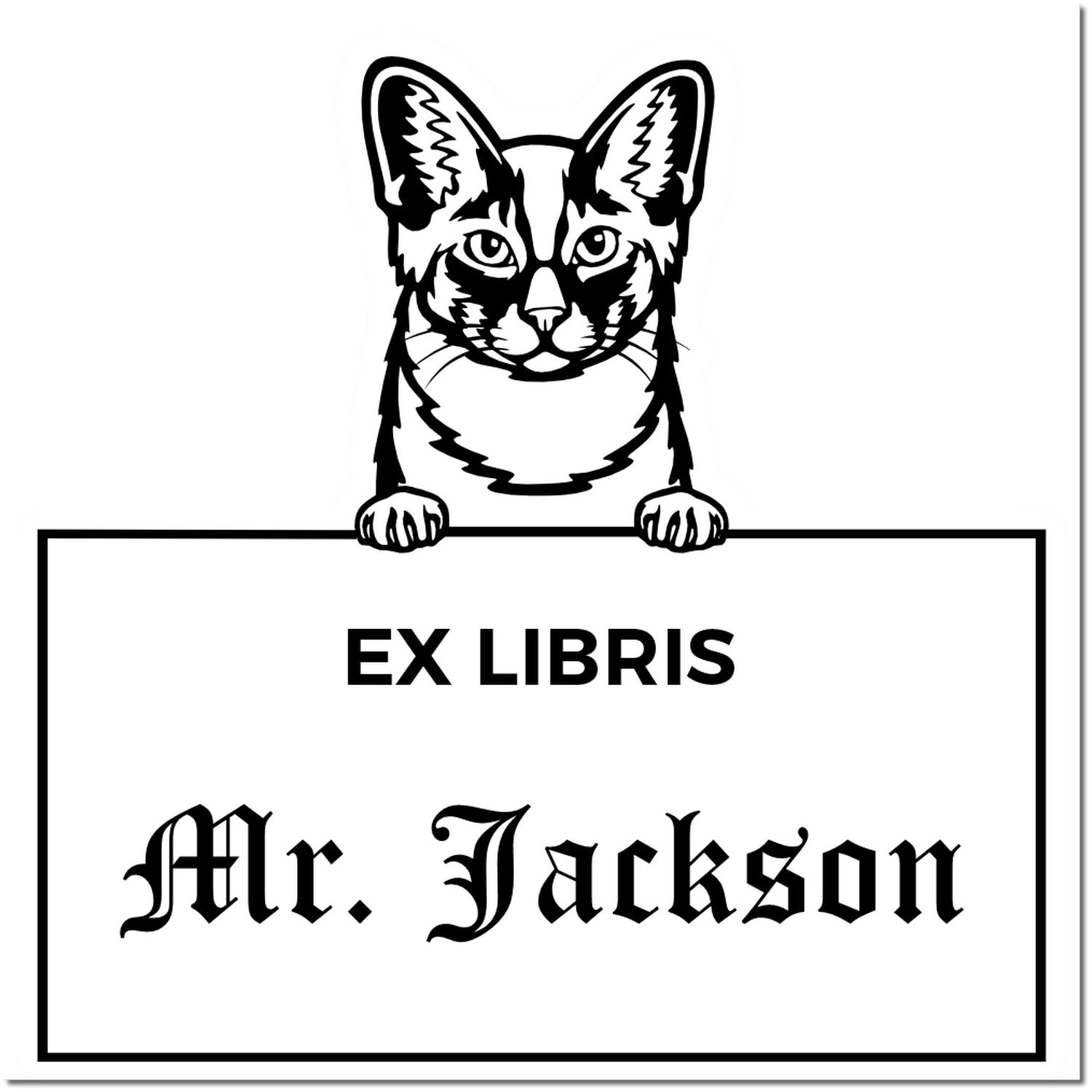 Self-Inking Oriental Longhair Customizable Pet Themed Ex Libris Bookplate Stamp - Engineer Seal Stamps