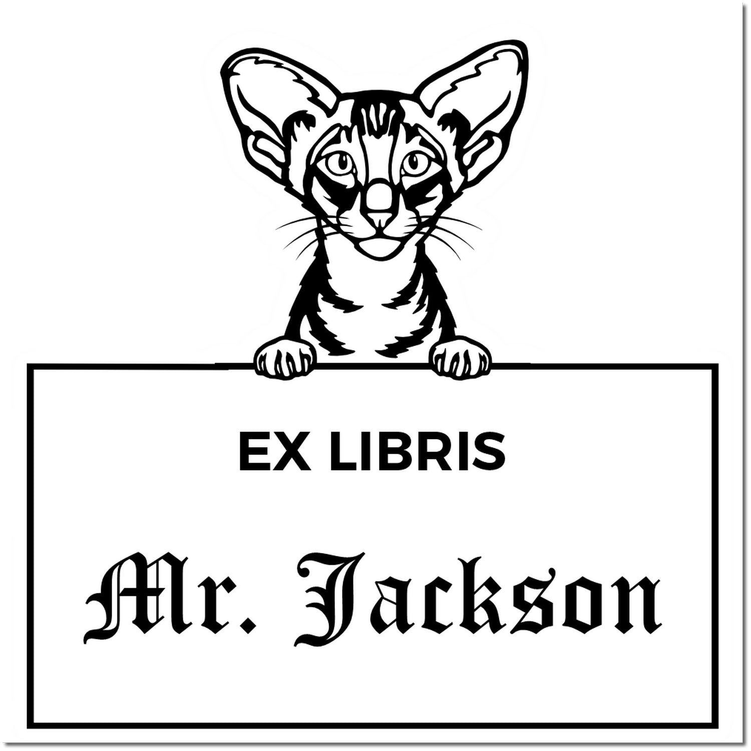 Oriental Shorthair Custom Cat Ex Libris Stamp - Engineer Seal Stamps