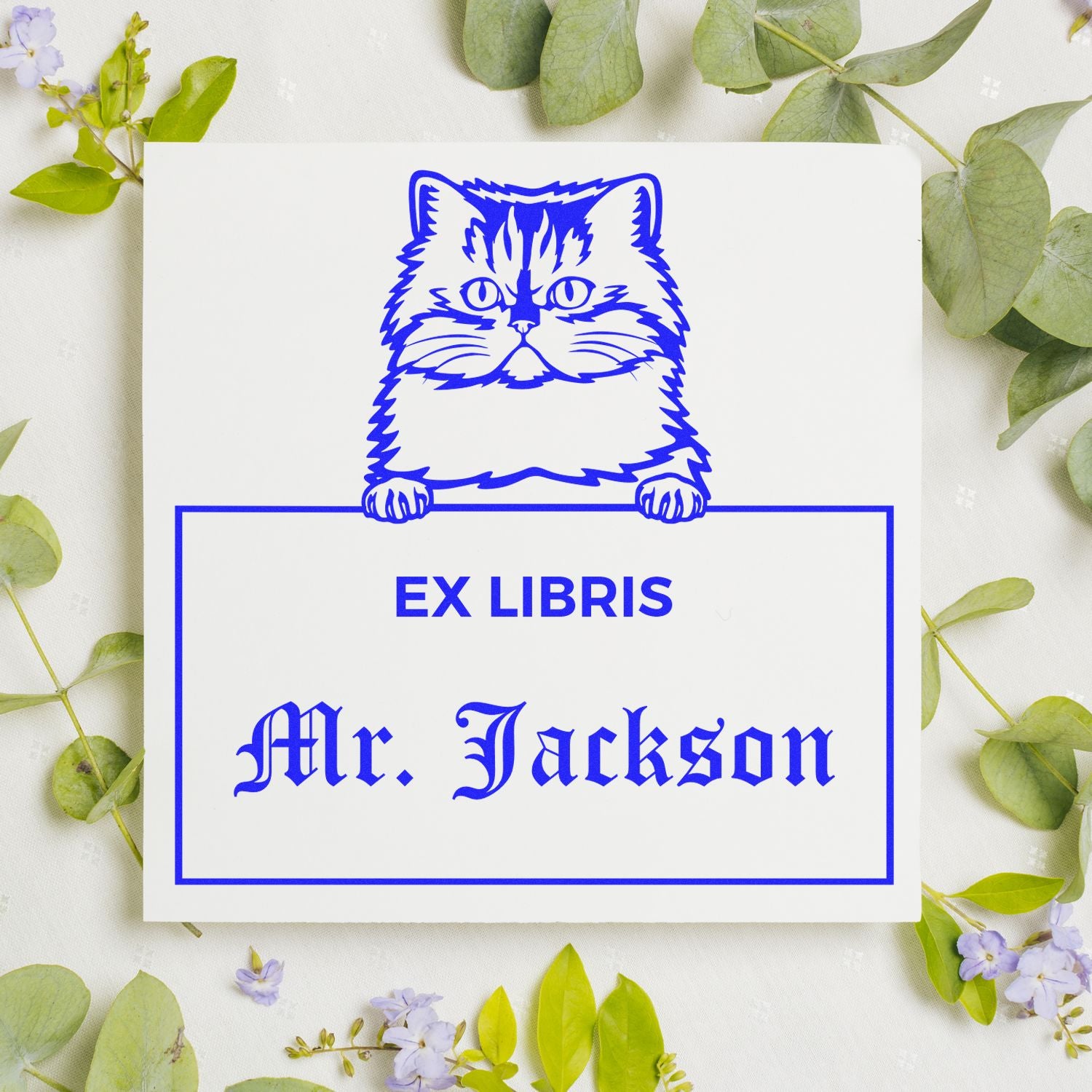 Custom-Made Ex Libris Custom Book Stamp with Persian Cat - Engineer Seal Stamps