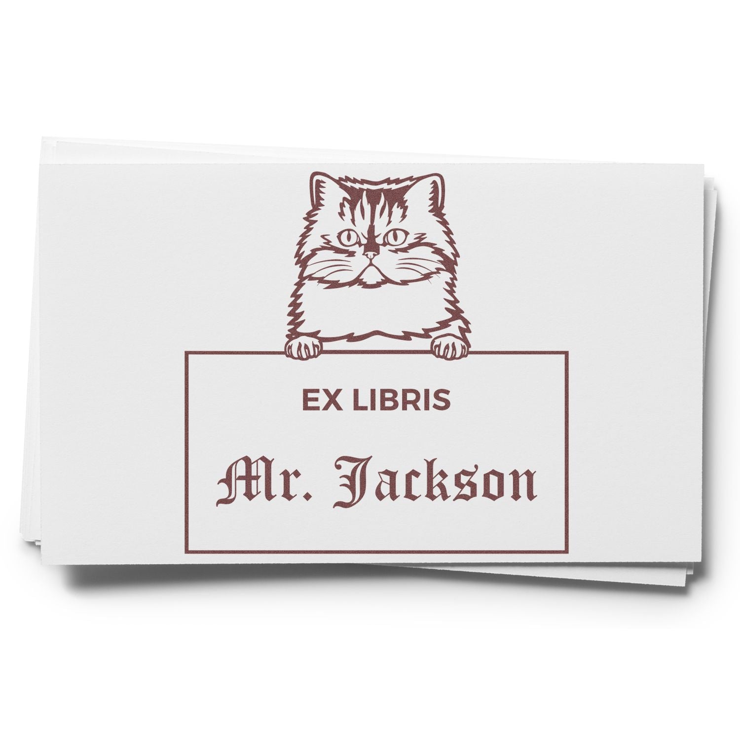 Persian Custom Cat Ex Libris Book Stamp - Engineer Seal Stamps